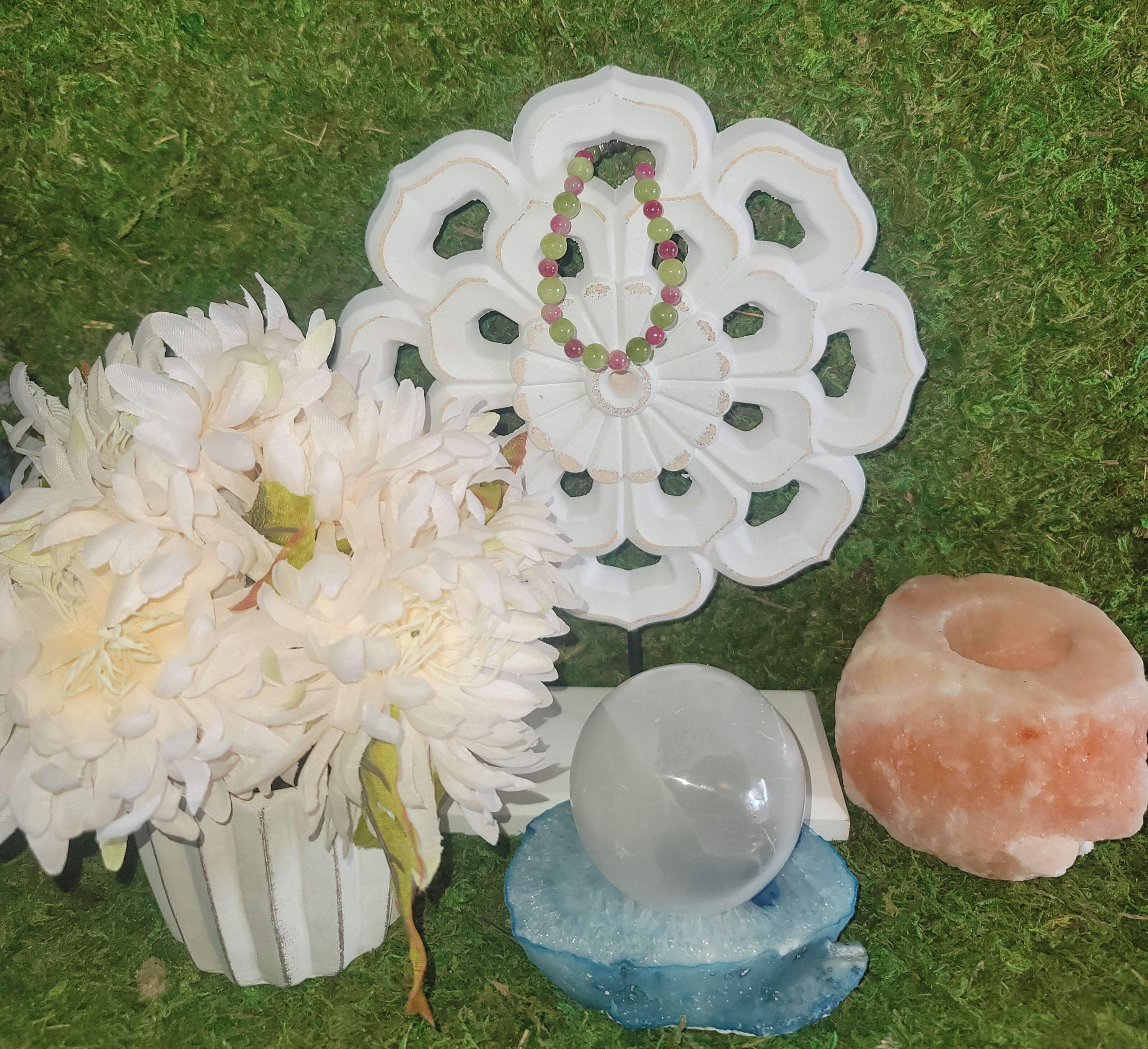 Genuine Stone Peridot and Watermelon Tourmaline Bracelet