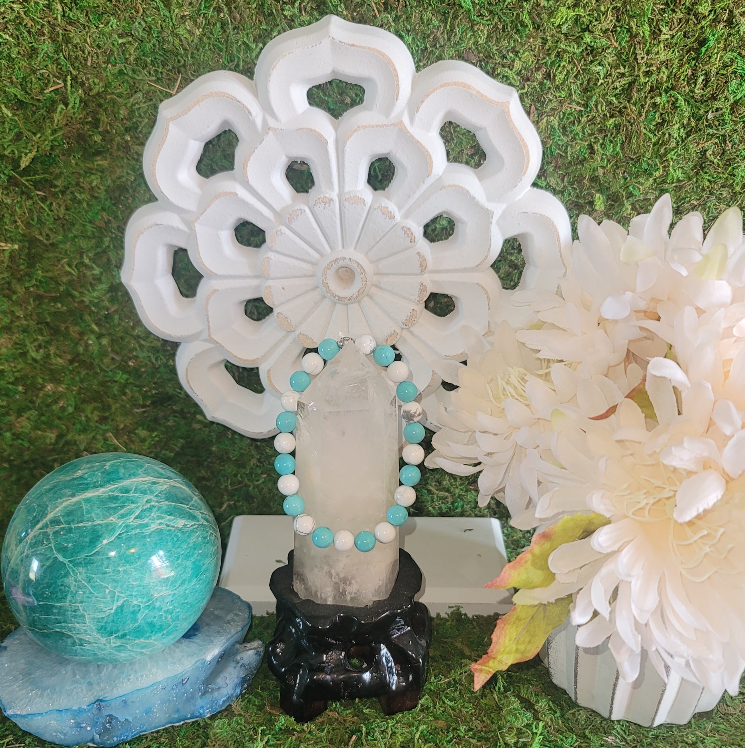 Genuine Stone Turquoise and White Howlite Bracelet