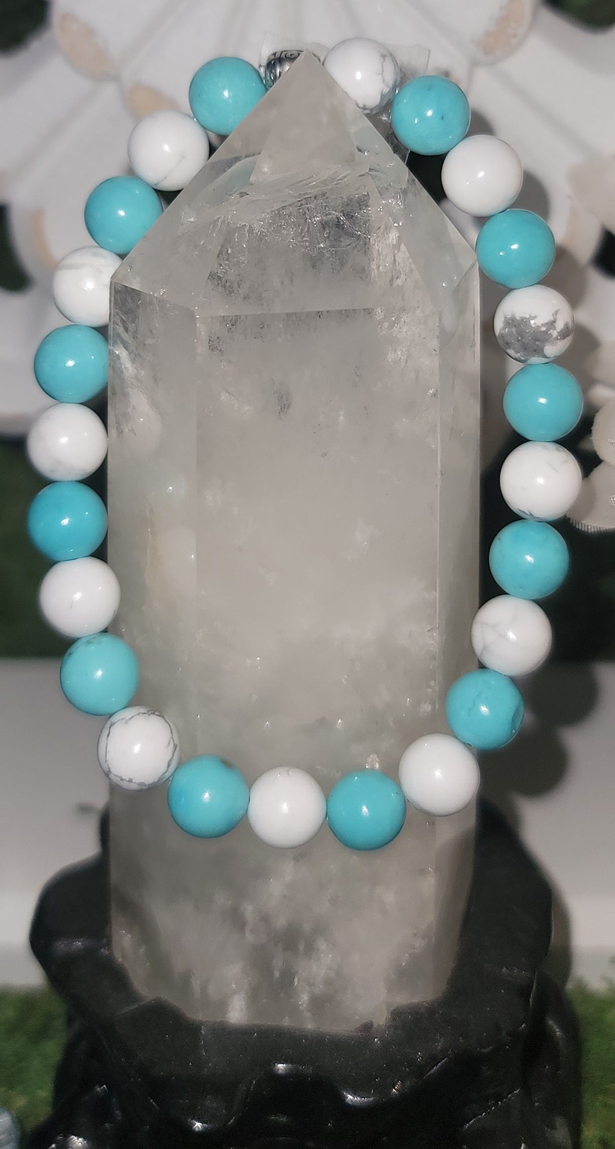 Genuine Stone Turquoise and White Howlite Bracelet