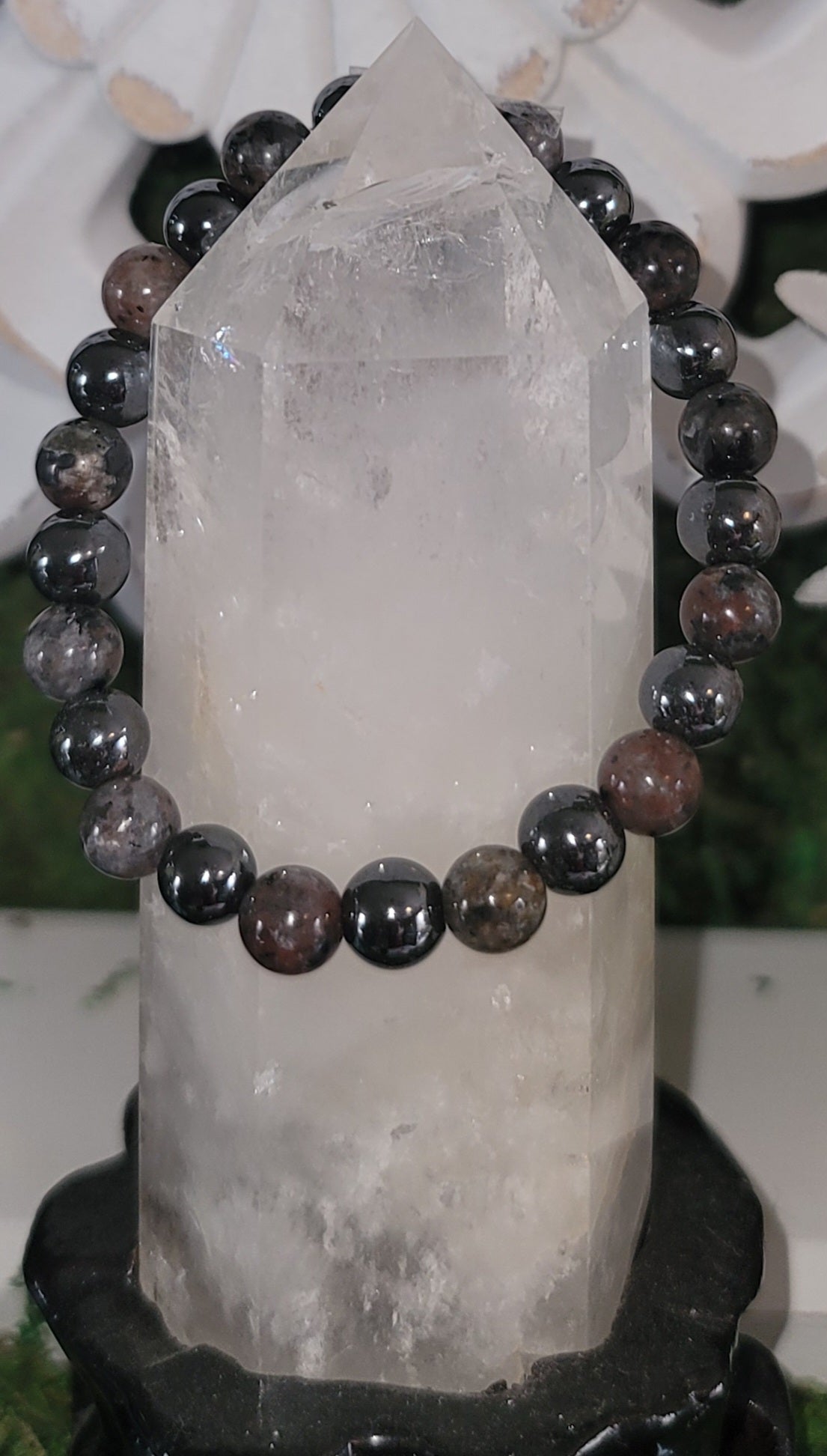 Genuine Stone Yooperlite and Hematite Bracelet