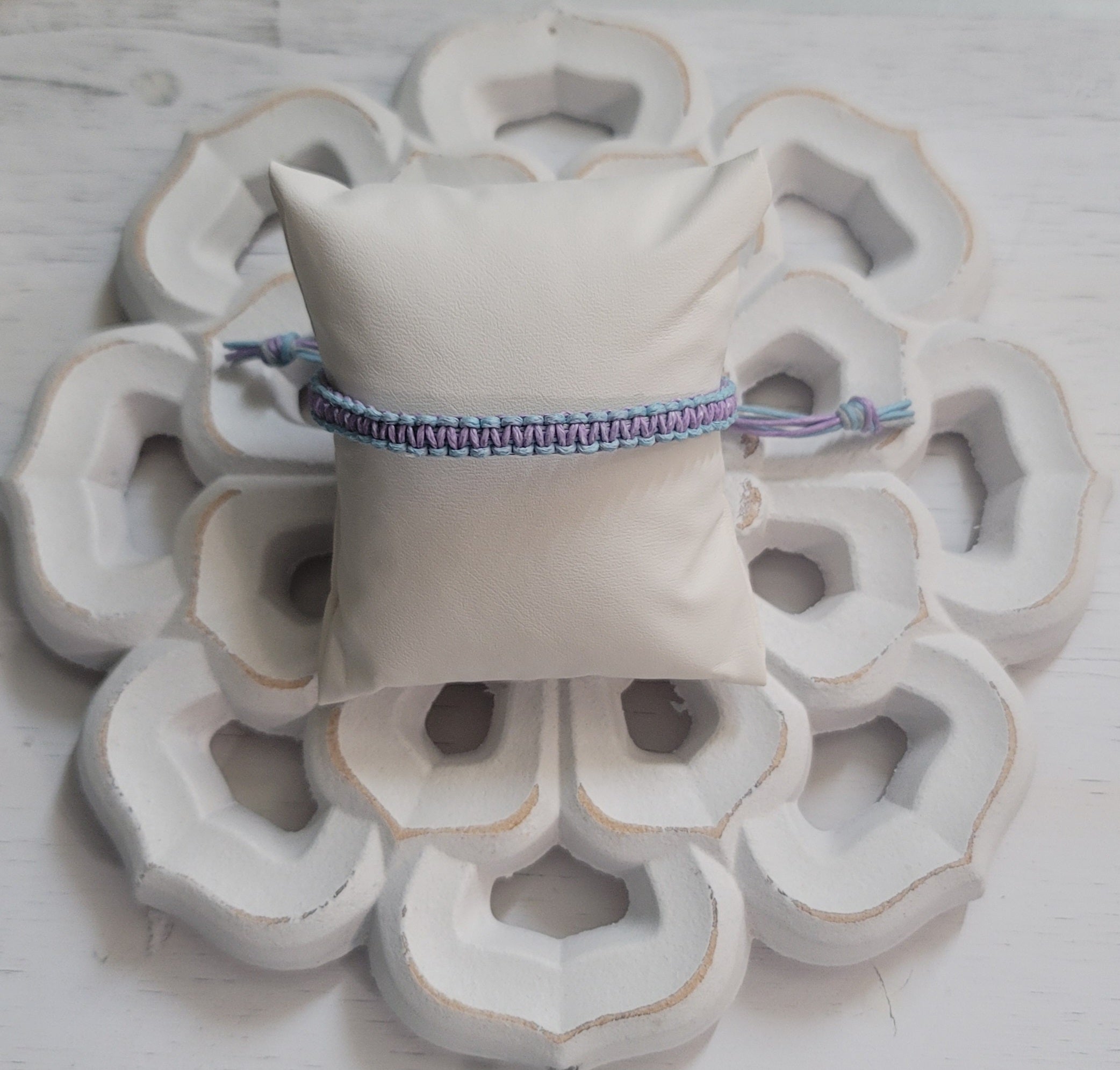 Purple and Dusky Blue Corded Adjustable Bracelet