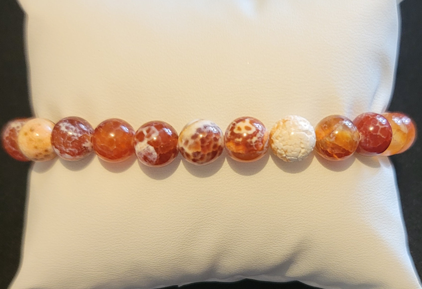 Genuine Stone Red Fire Agate Bracelet