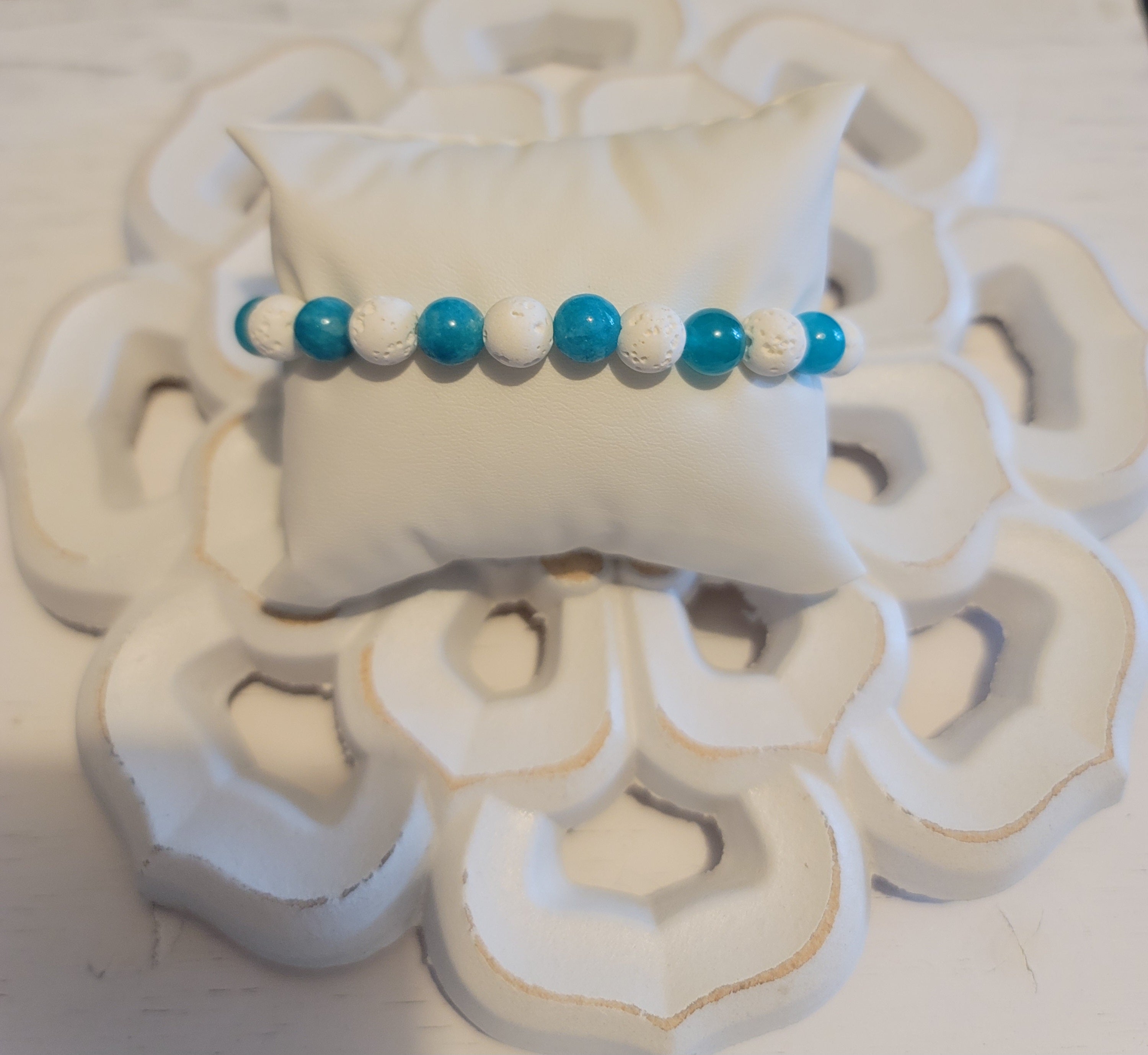 Genuine Stone Amazonite, White Lava Bracelet