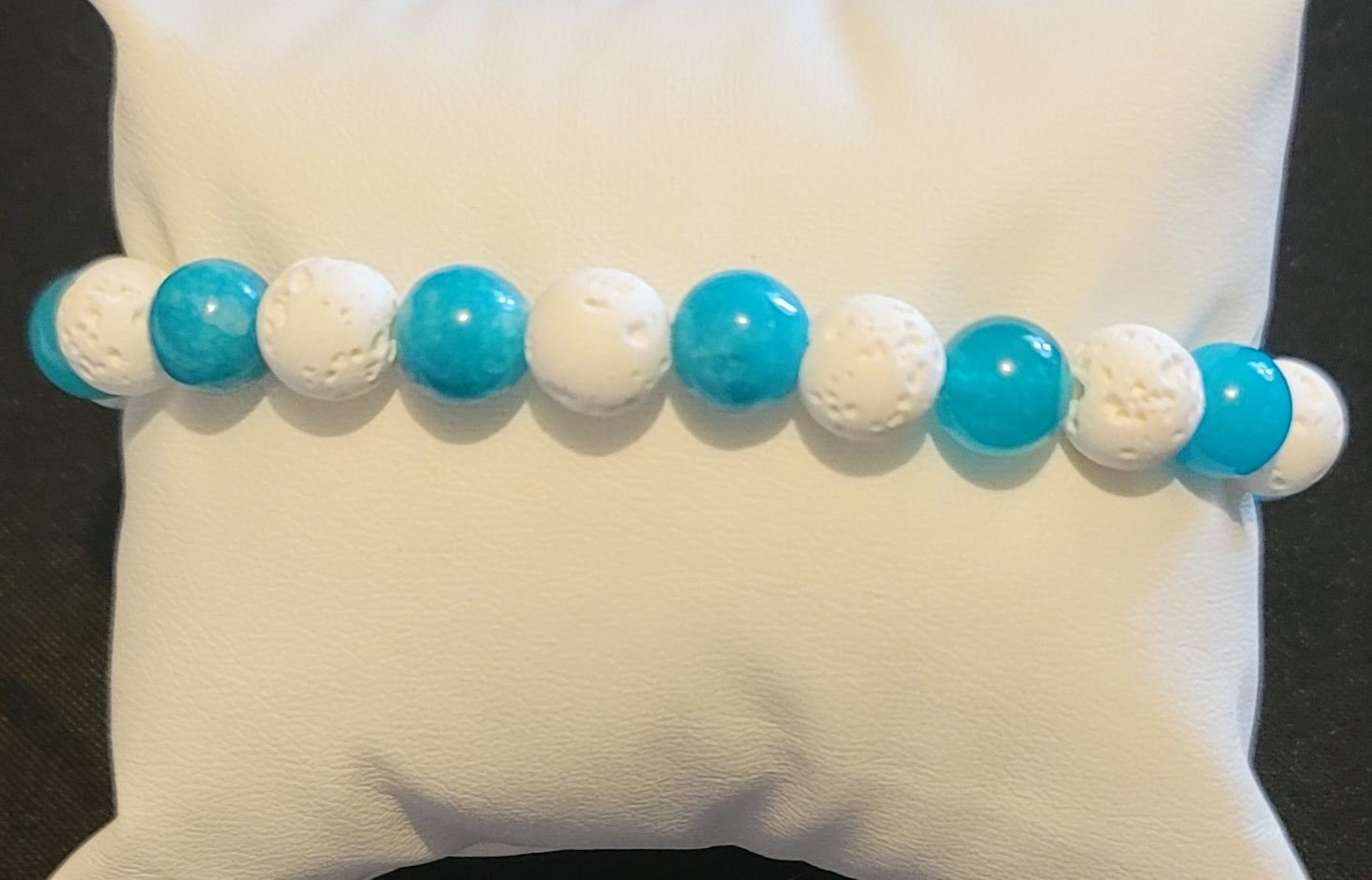 Genuine Stone Amazonite, White Lava Bracelet