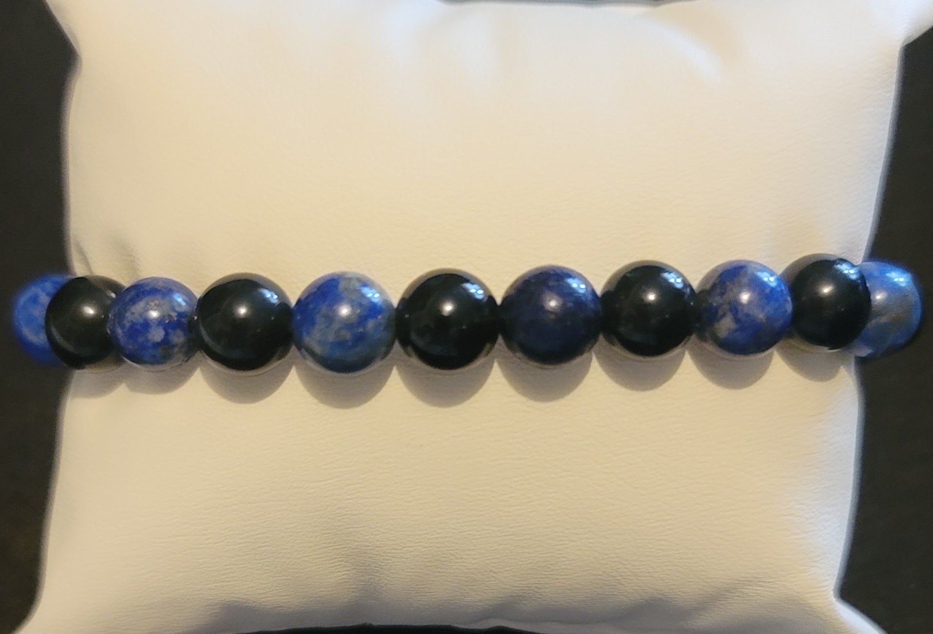 Genuine Stone Lapis Lazuli, Black Obsidian Bracelet