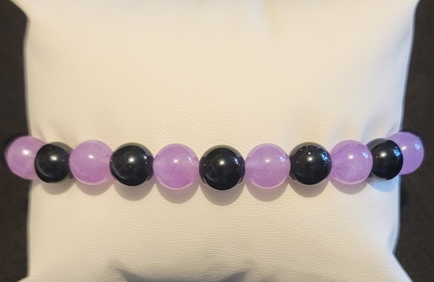 Genuine Stone Amethyst, Black Obsidian Bracelet