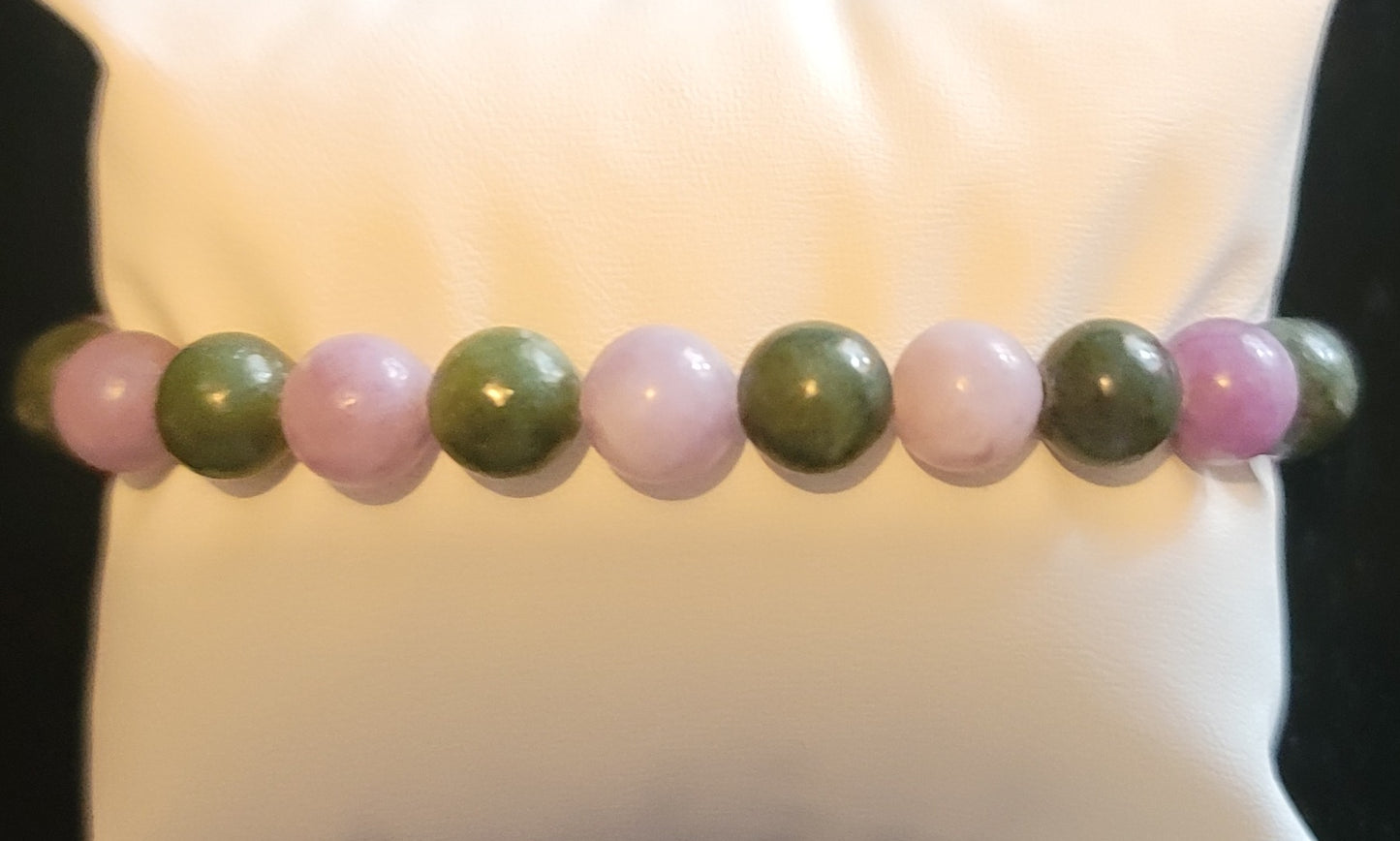 Genuine Stone Jade, Lepidolite Bracelet