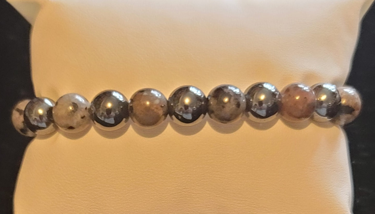 Genuine Stone Yooperlite, Hematite Bracelet