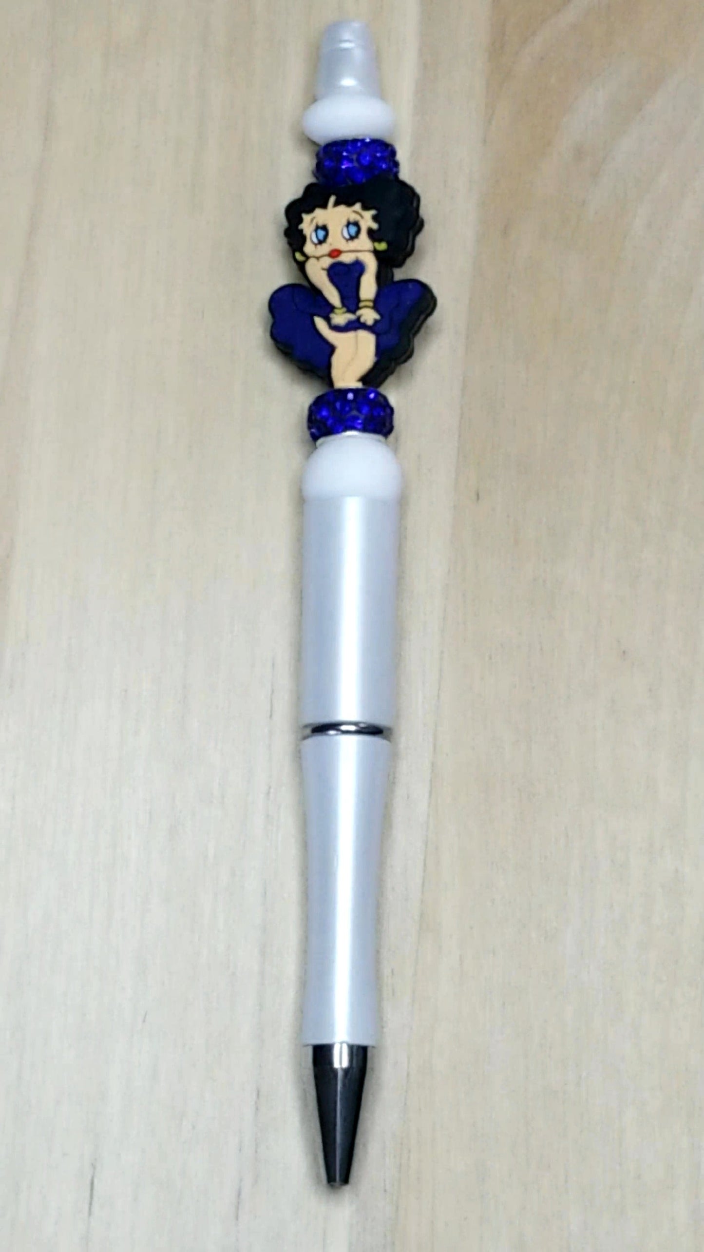 Princess Silicone Beaded Pen with Clay Bead Rhinestone Spacer