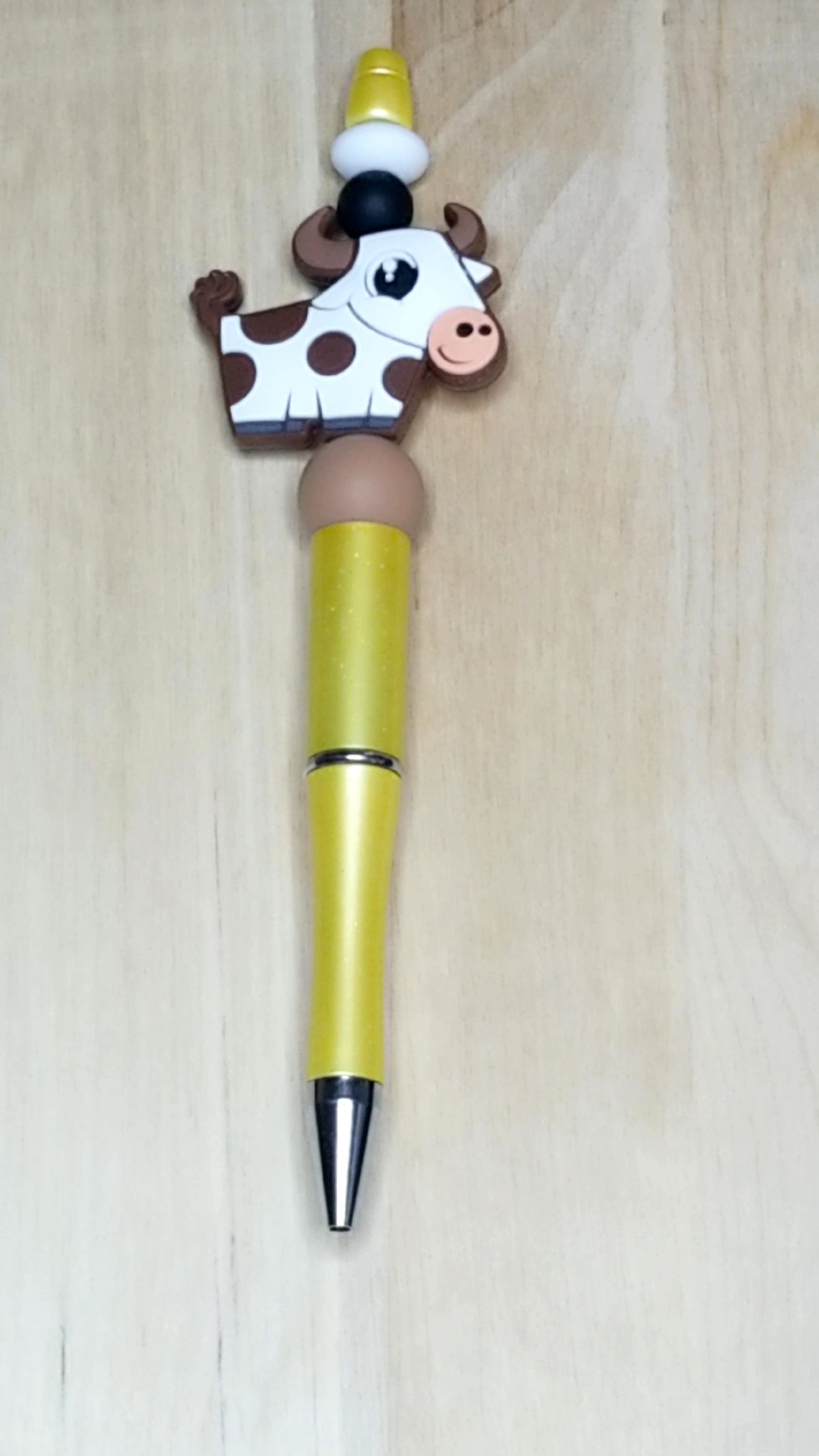 Cow Silicone Beaded Pen