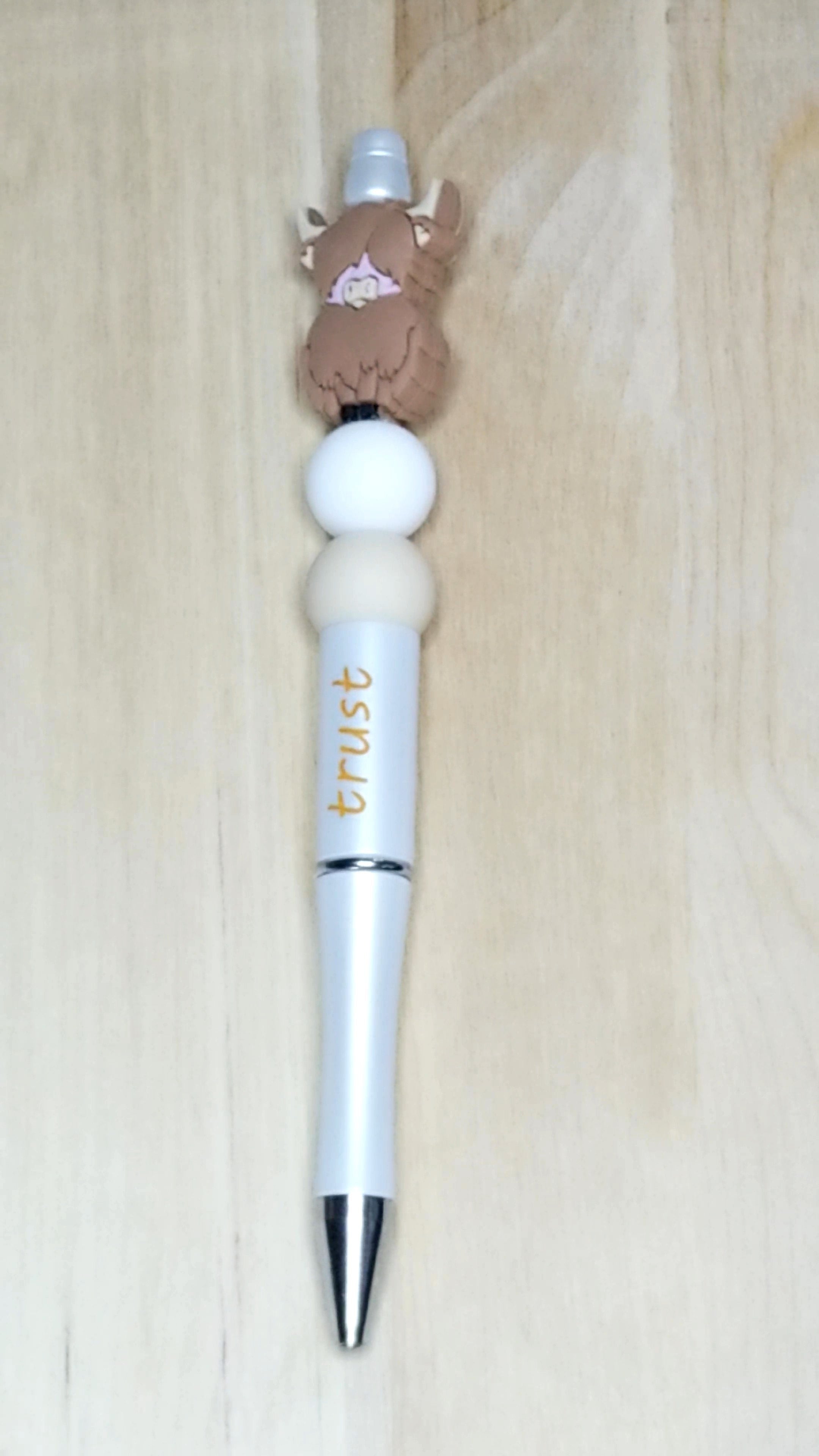 Cow Silicone Beaded Pen
