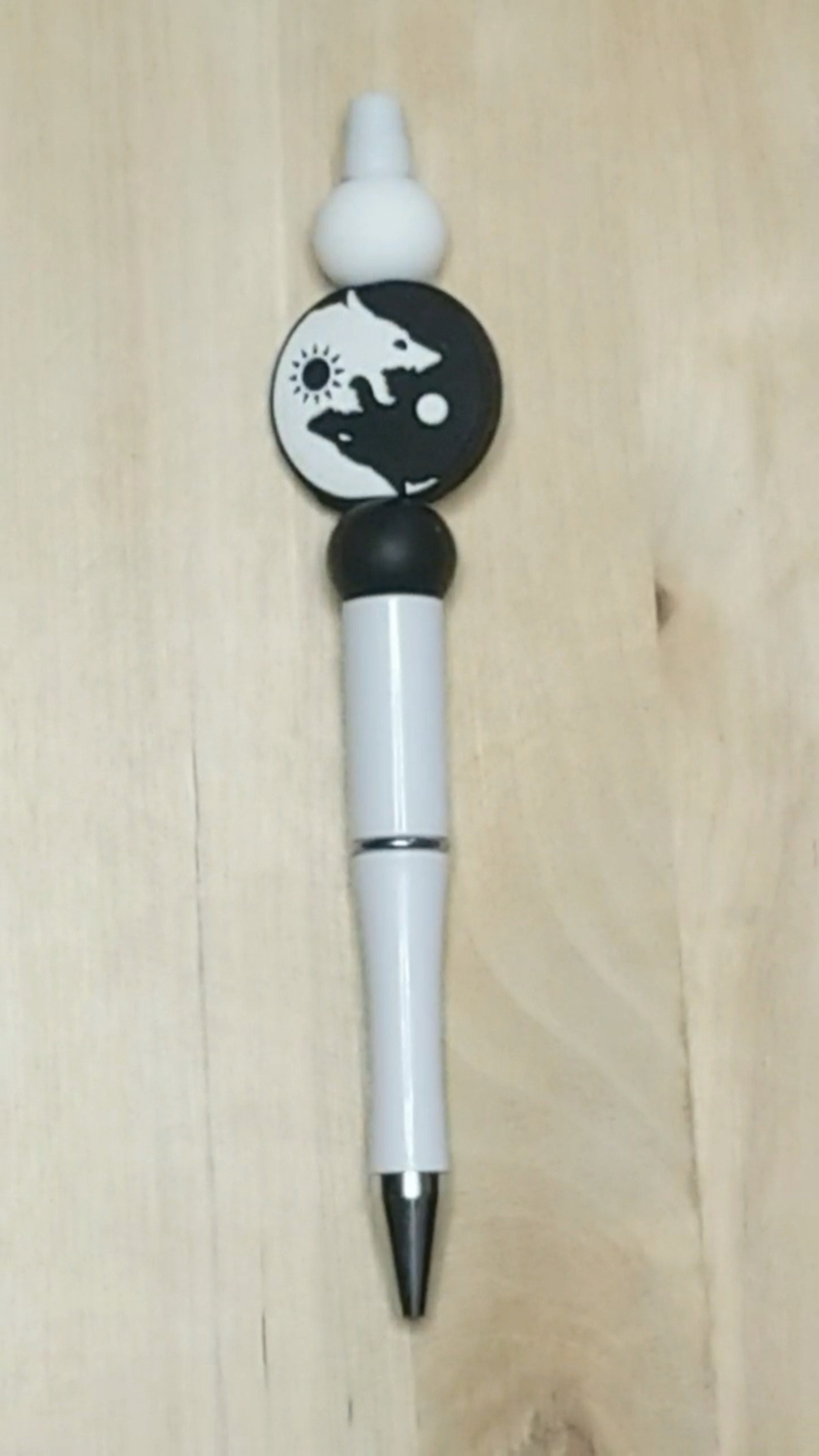 Wolf Yin and Yang Silicone Beaded Pen