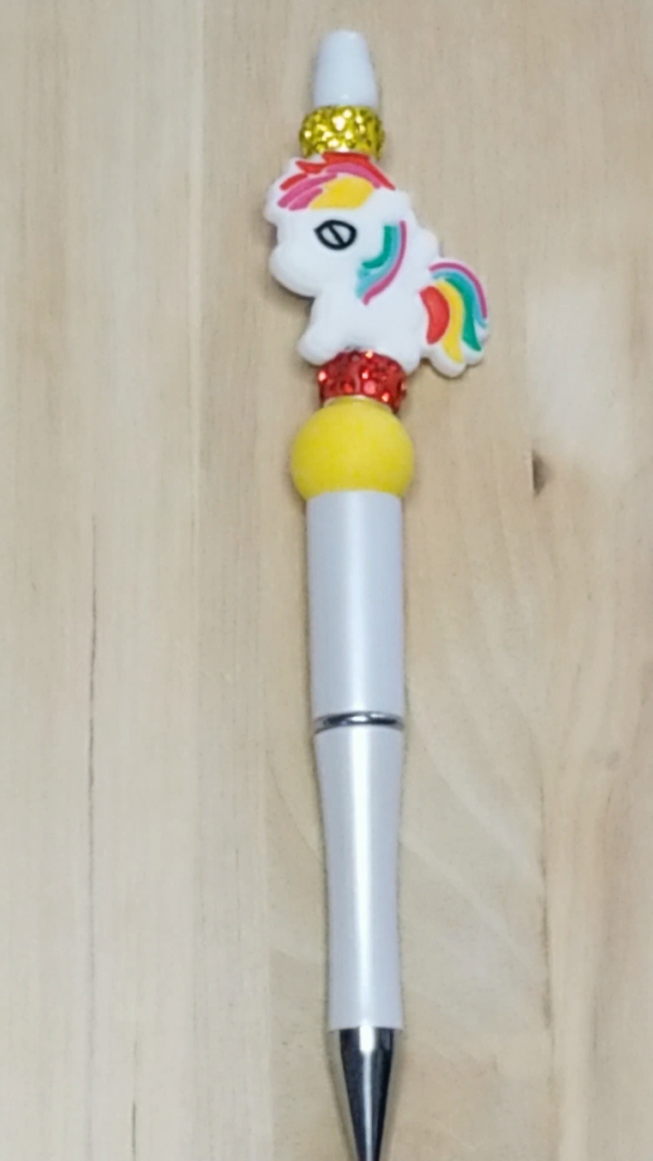 Rainbow Pony Silicone Beaded Pen