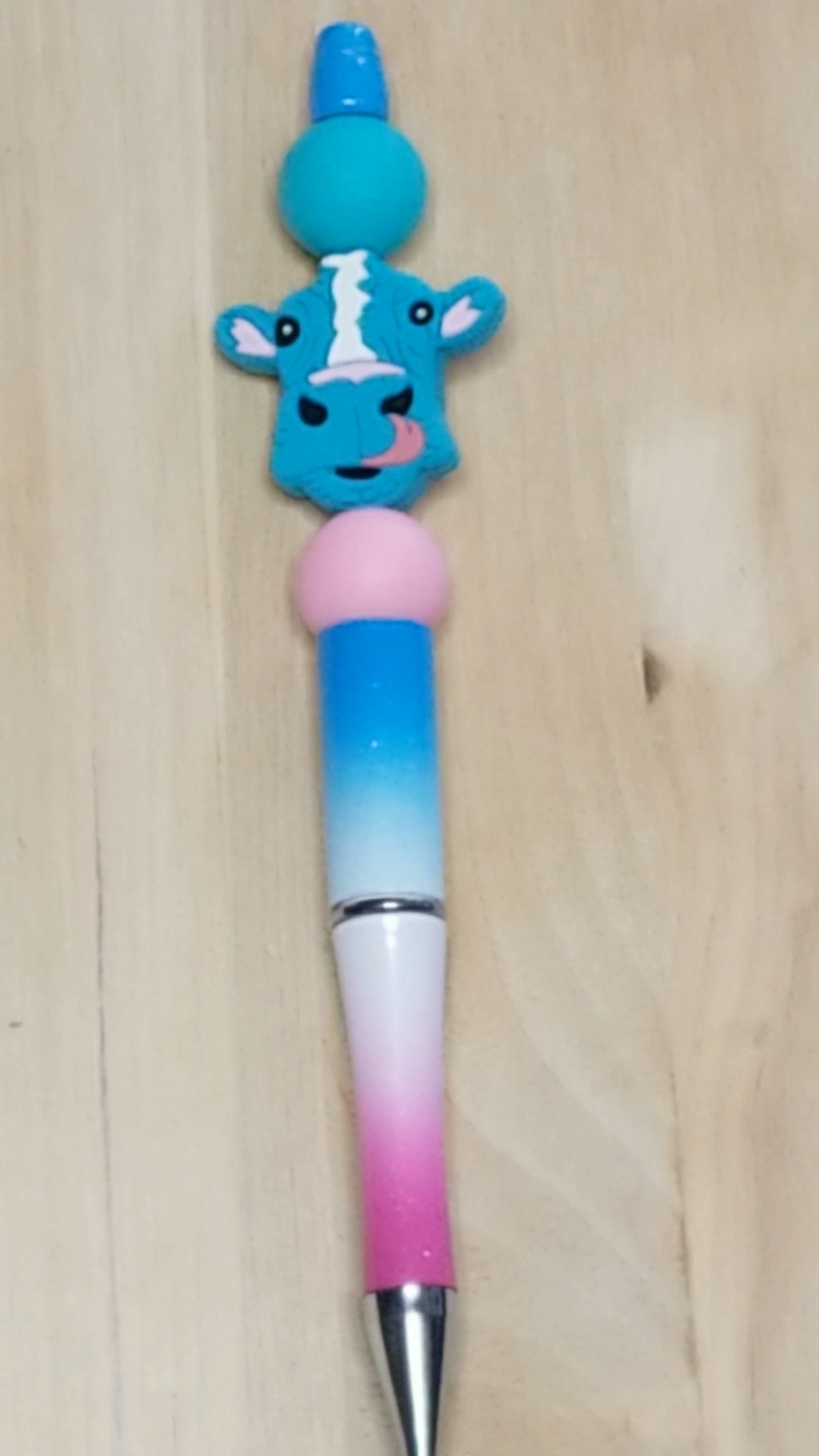 Cow Silicone Beaded Pen