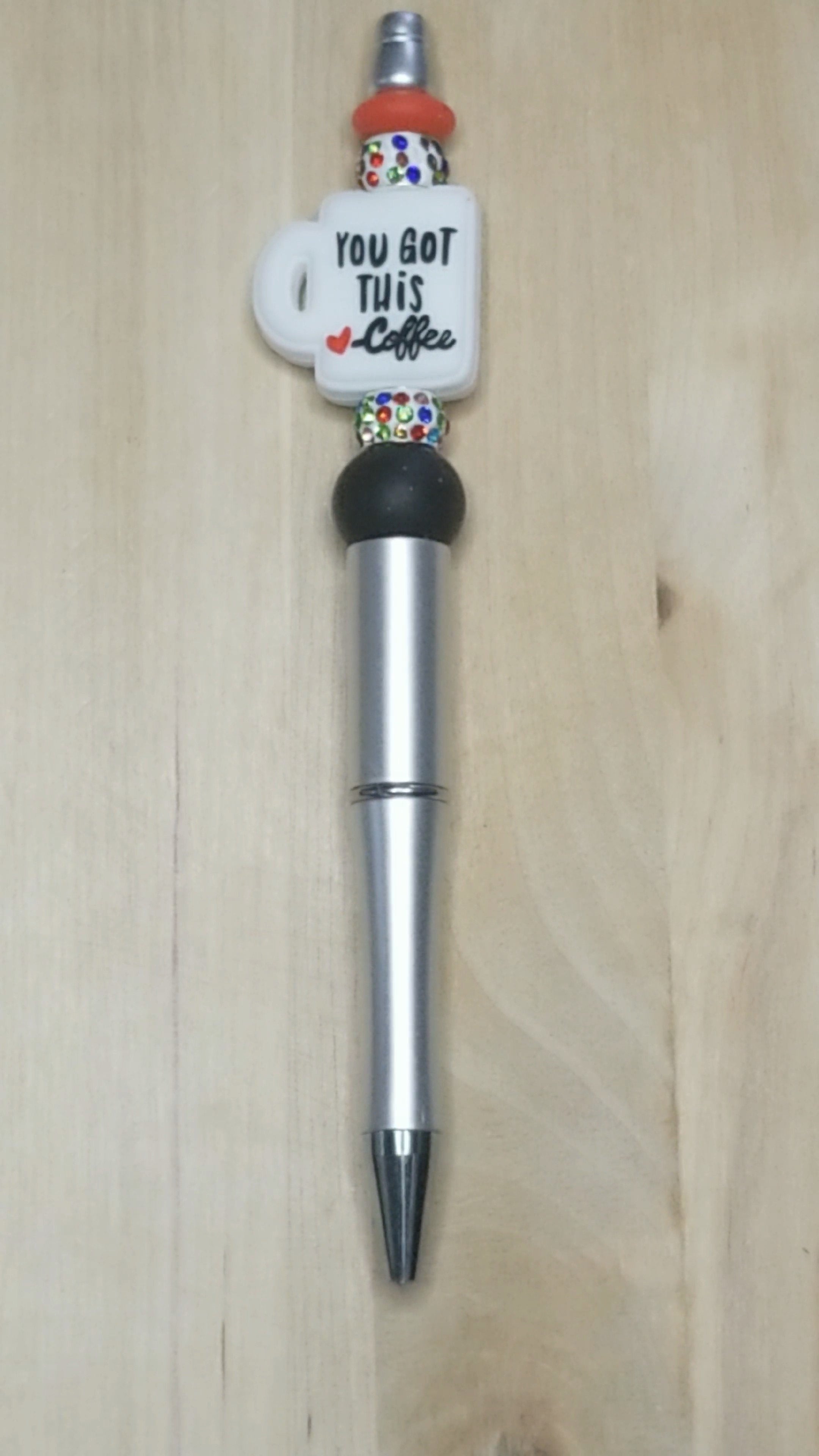 Coffee Cup Silicone Beaded Pen