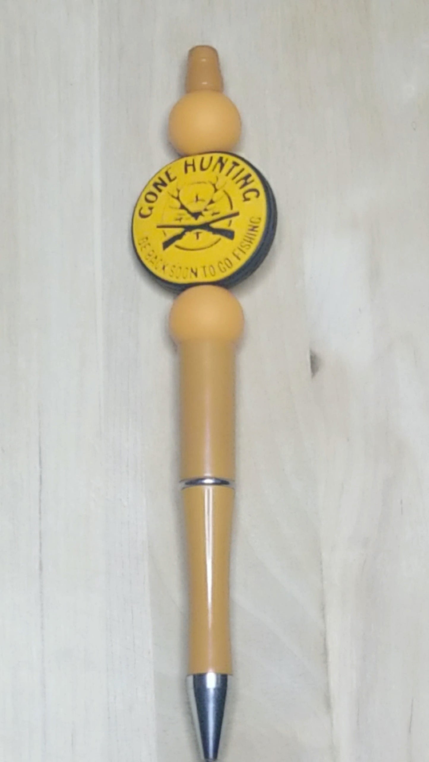 Gone Hunting Be Back Soon To Go Fishing Silicone Beaded Pen