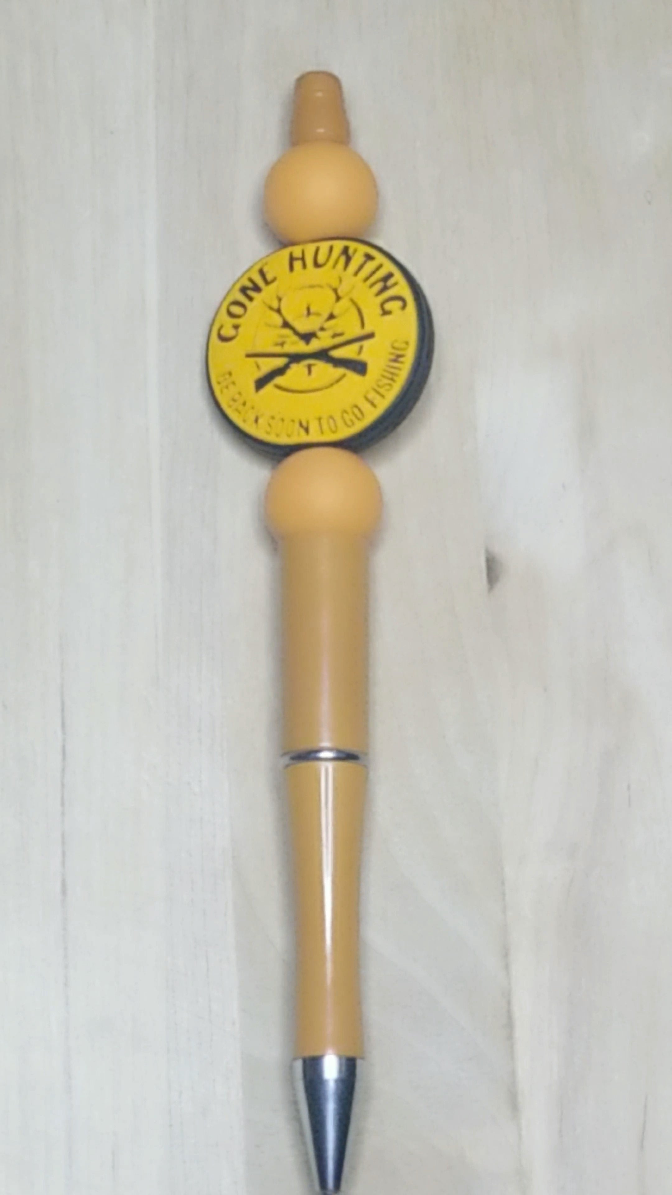 Gone Hunting Be Back Soon To Go Fishing Silicone Beaded Pen