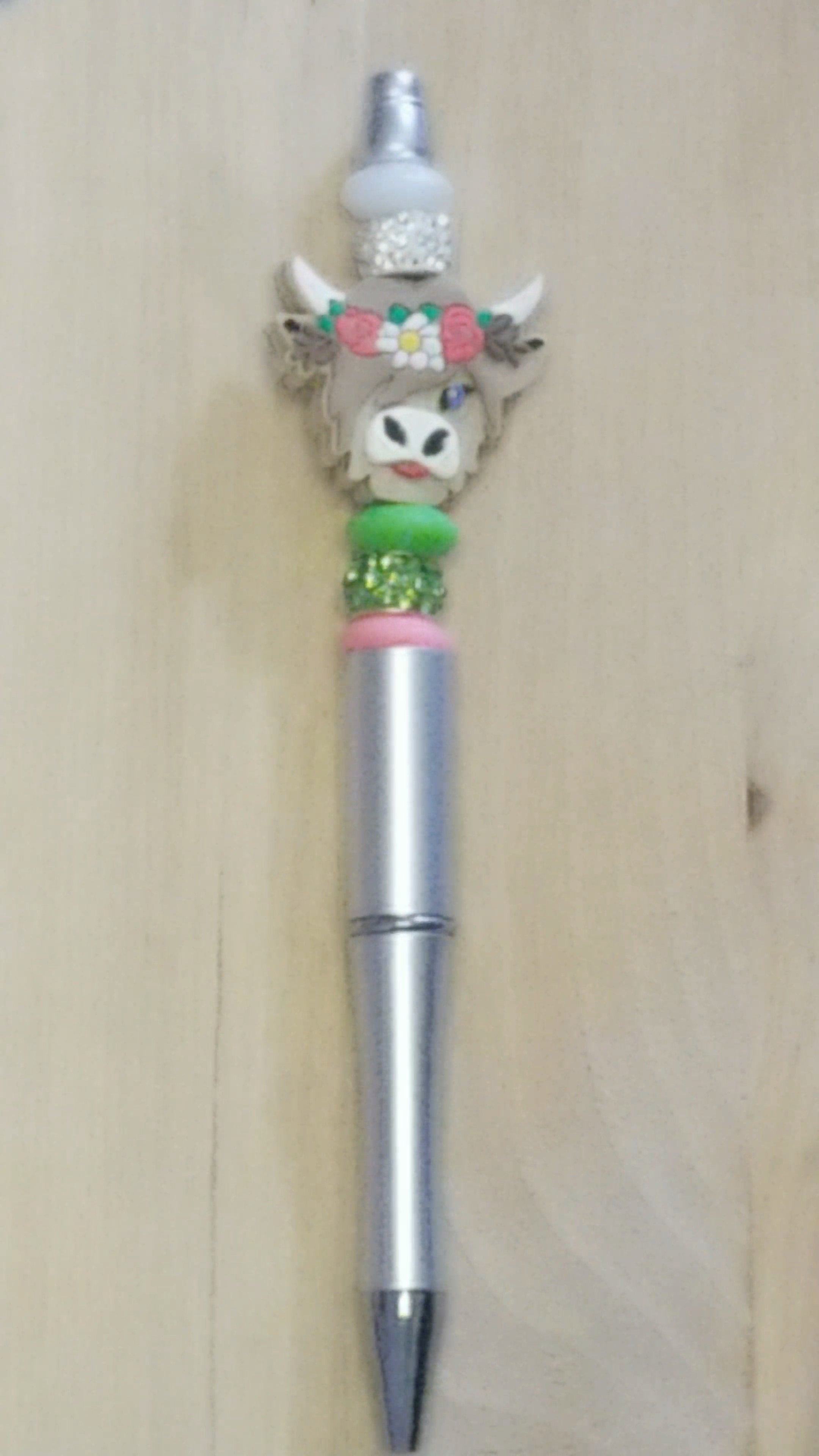 Cow Silicone Beaded Pen