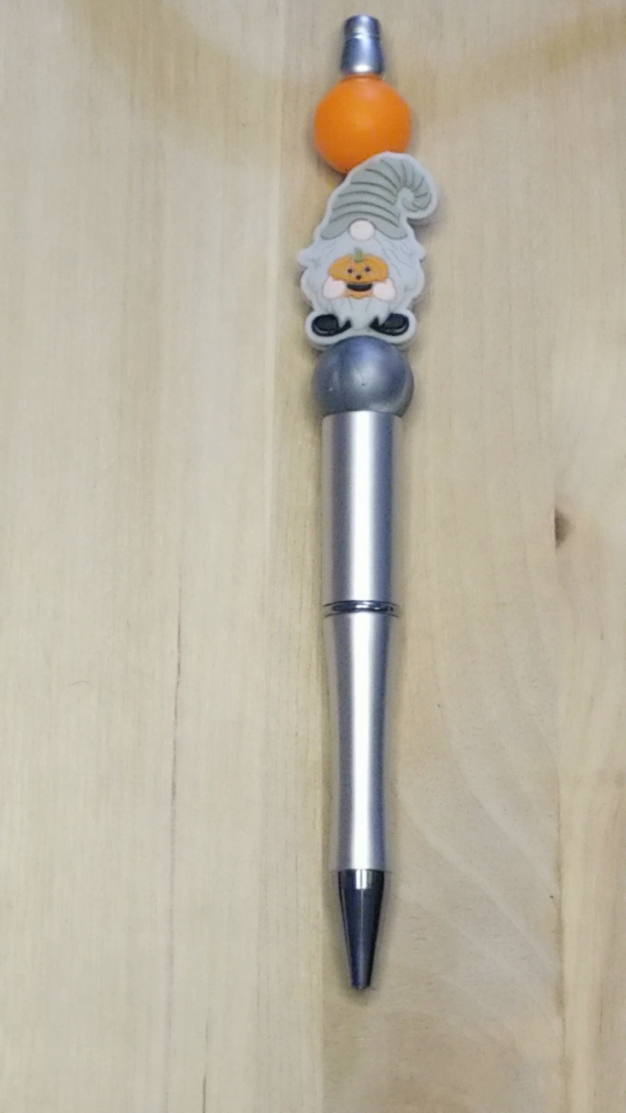 Gnome with Pumpkin Silicone Beaded Pen