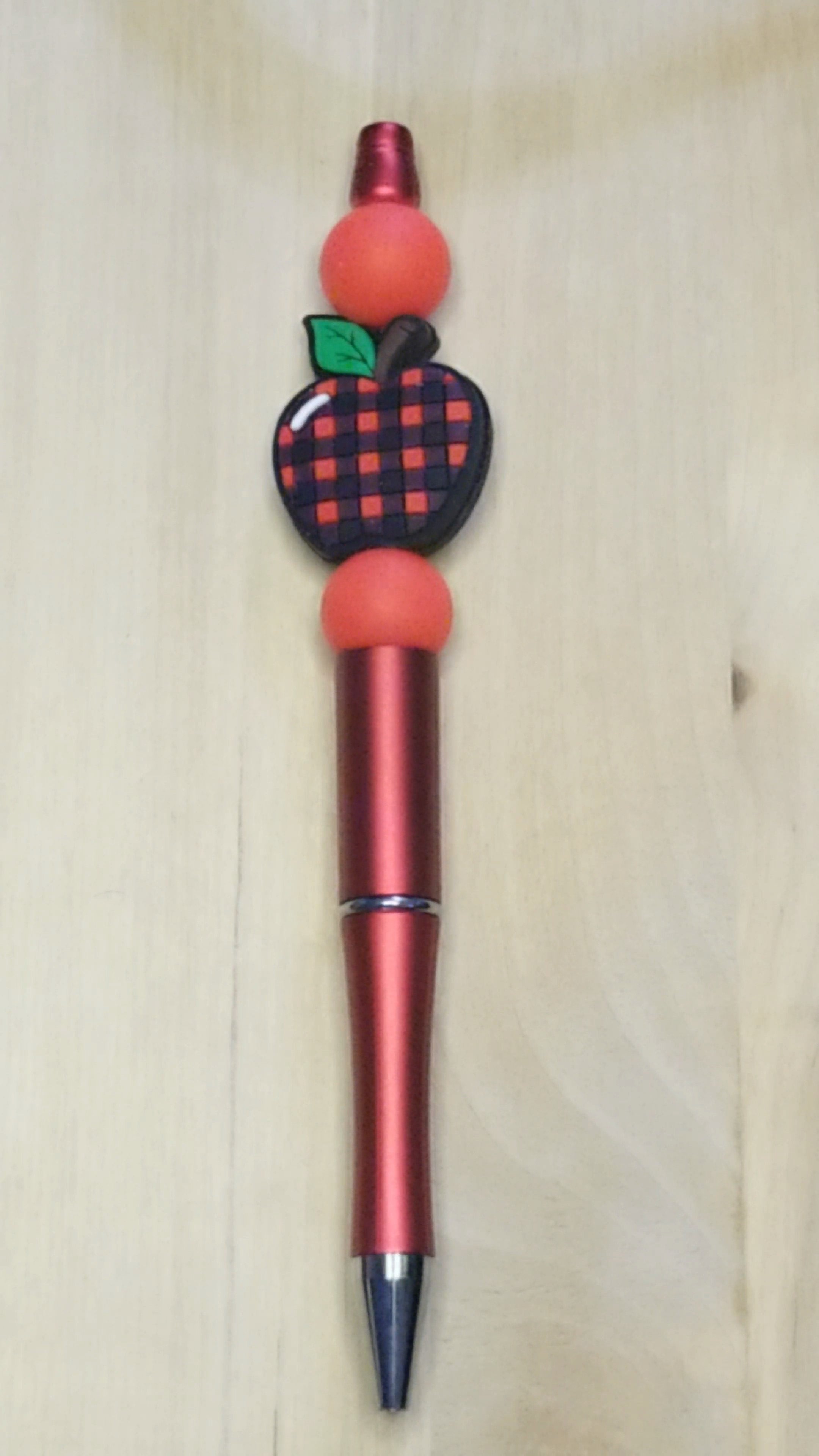 Apple Plaid Silicone Beaded Pen