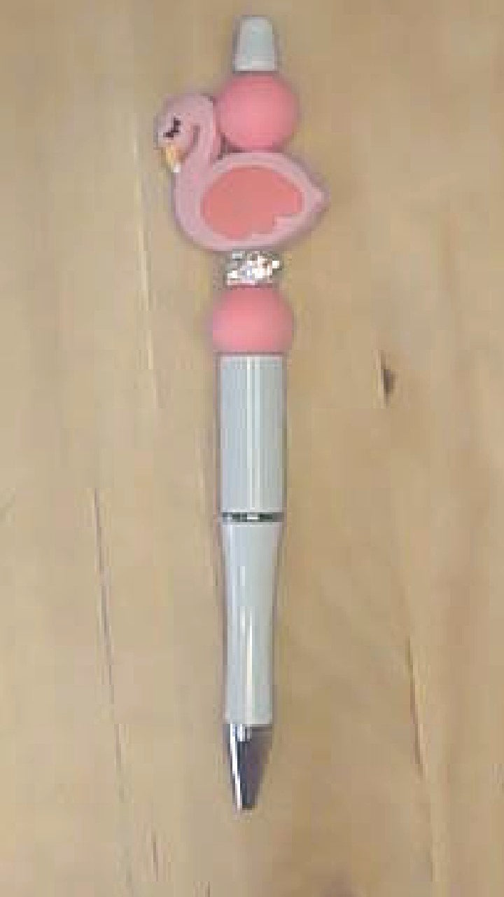 Flamingo Silicone Beaded Pen
