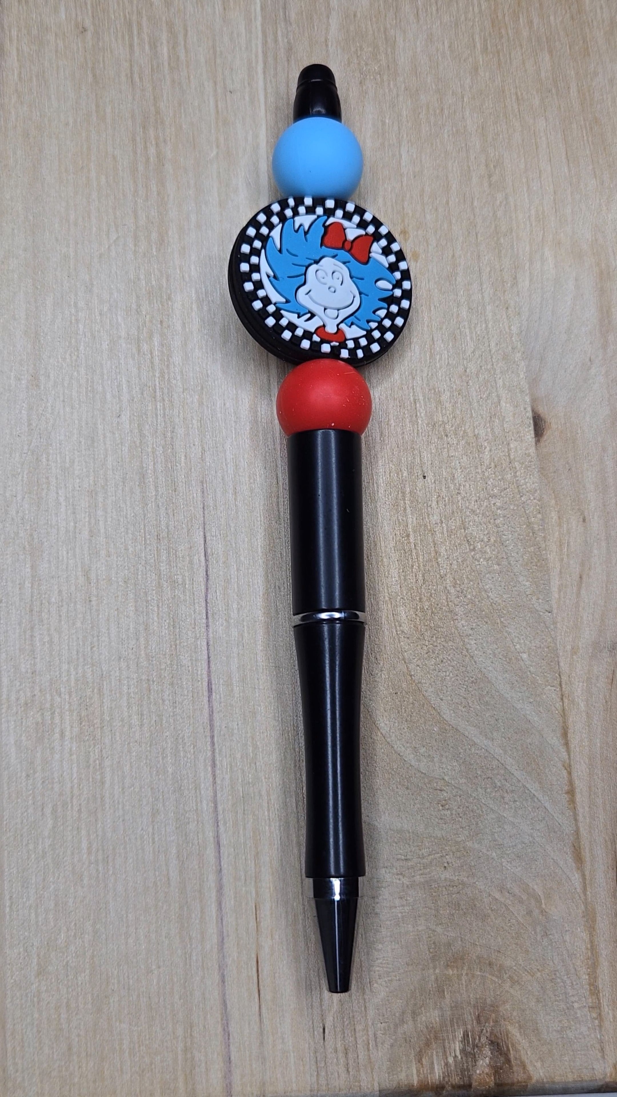 Blue Hair Character Silicone Beaded Pen
