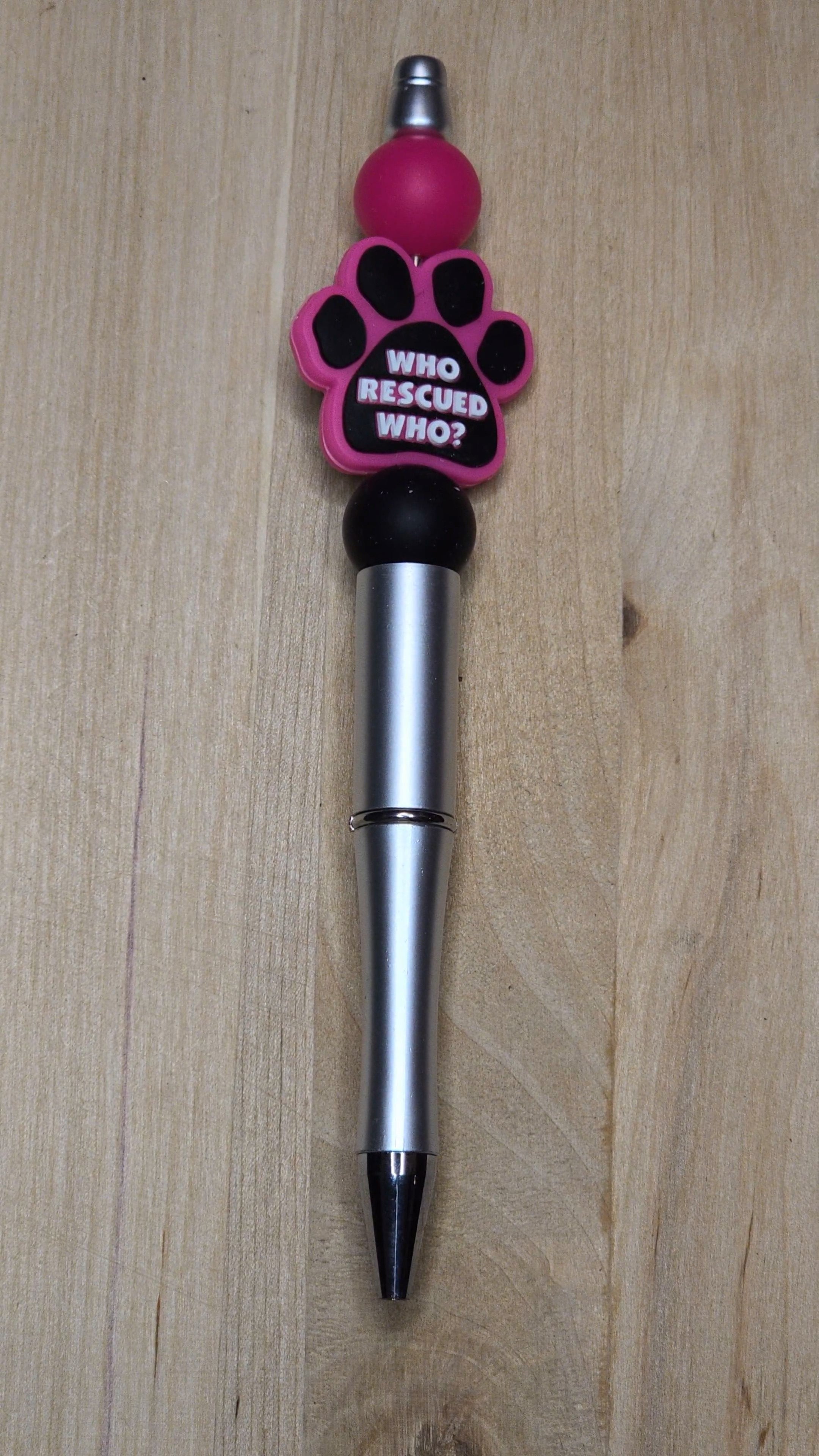 Who Rescued Who Silicone Beaded Pen