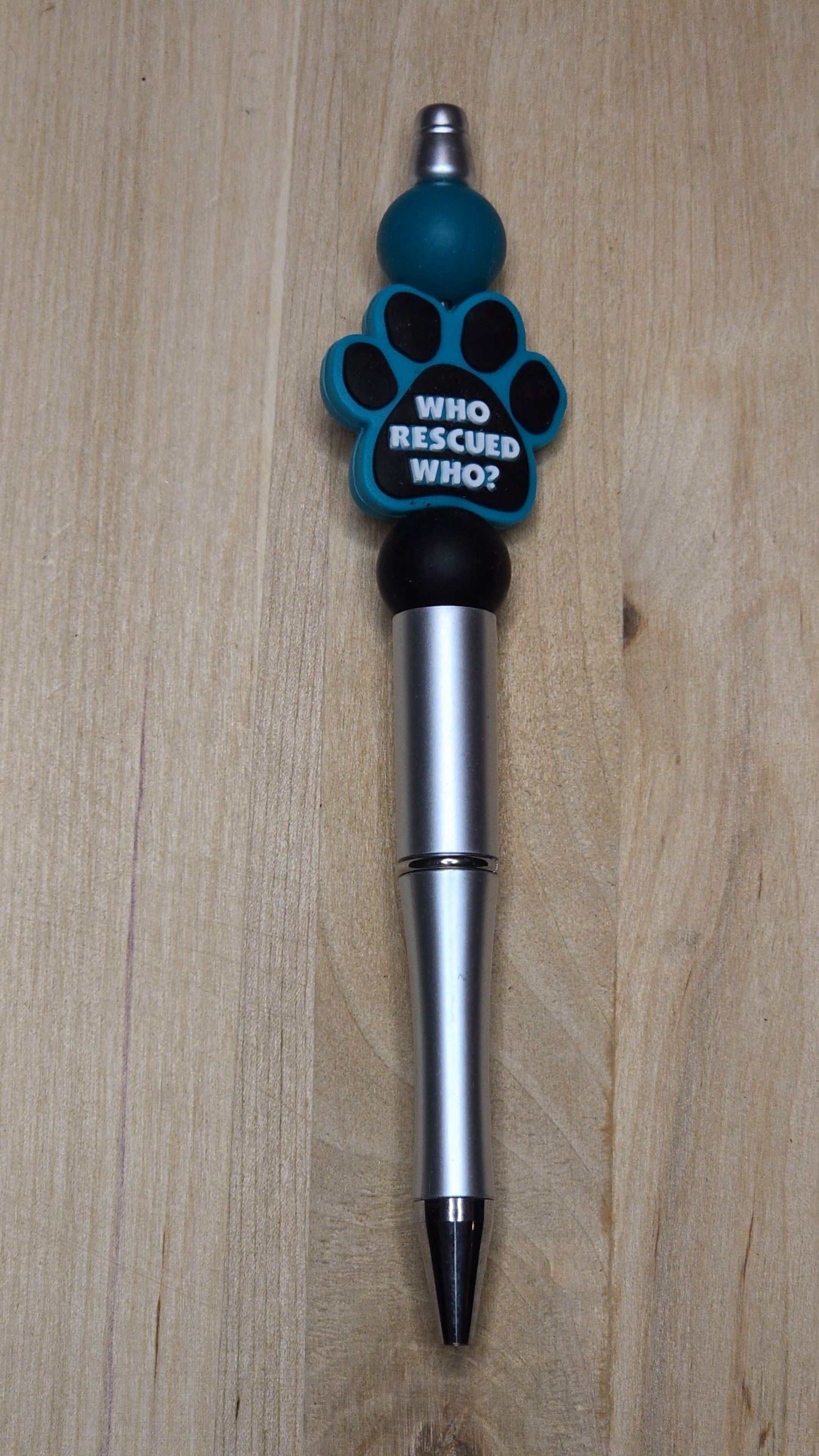 Who Rescued Who Silicone Beaded Pen