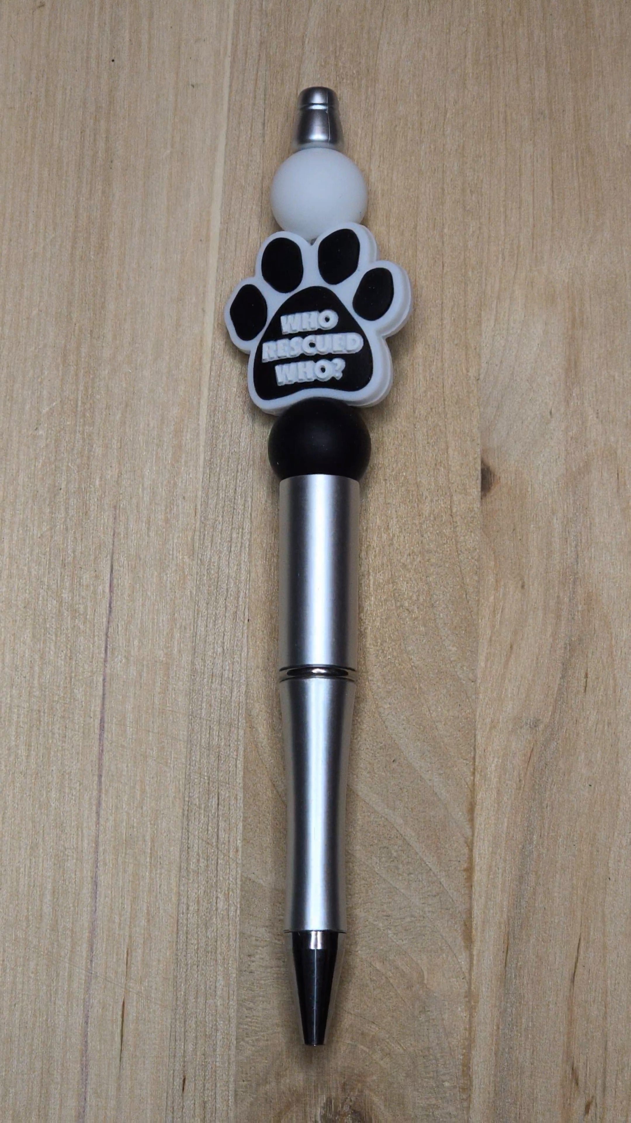 Who Rescued Who Silicone Beaded Pen