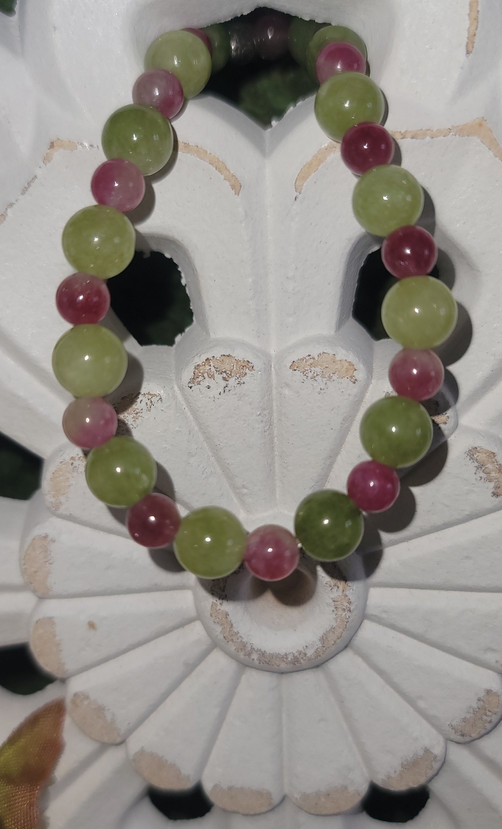 Genuine Stone Peridot and Watermelon Tourmaline Bracelet