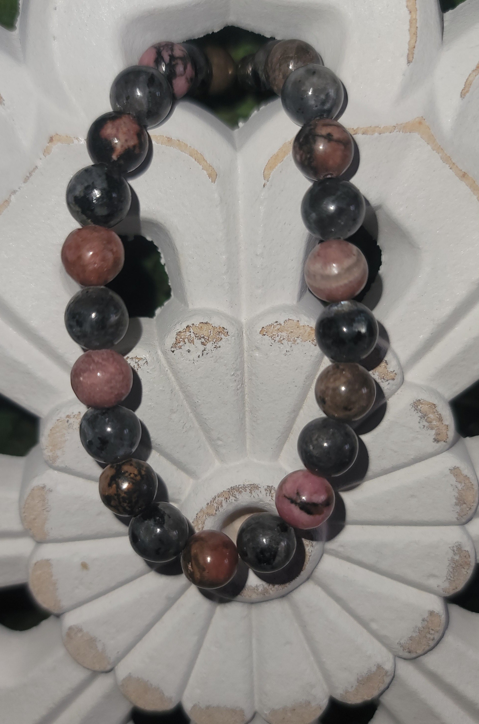 Genuine Stone Rhodonite and Labradorite Bracelet