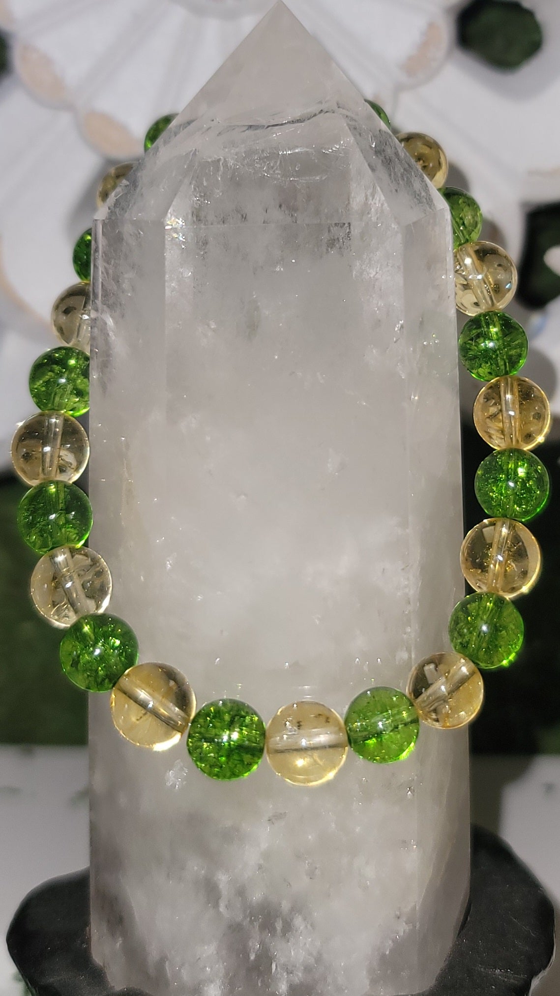 Genuine Stone Peridot and Citrine Bracelet