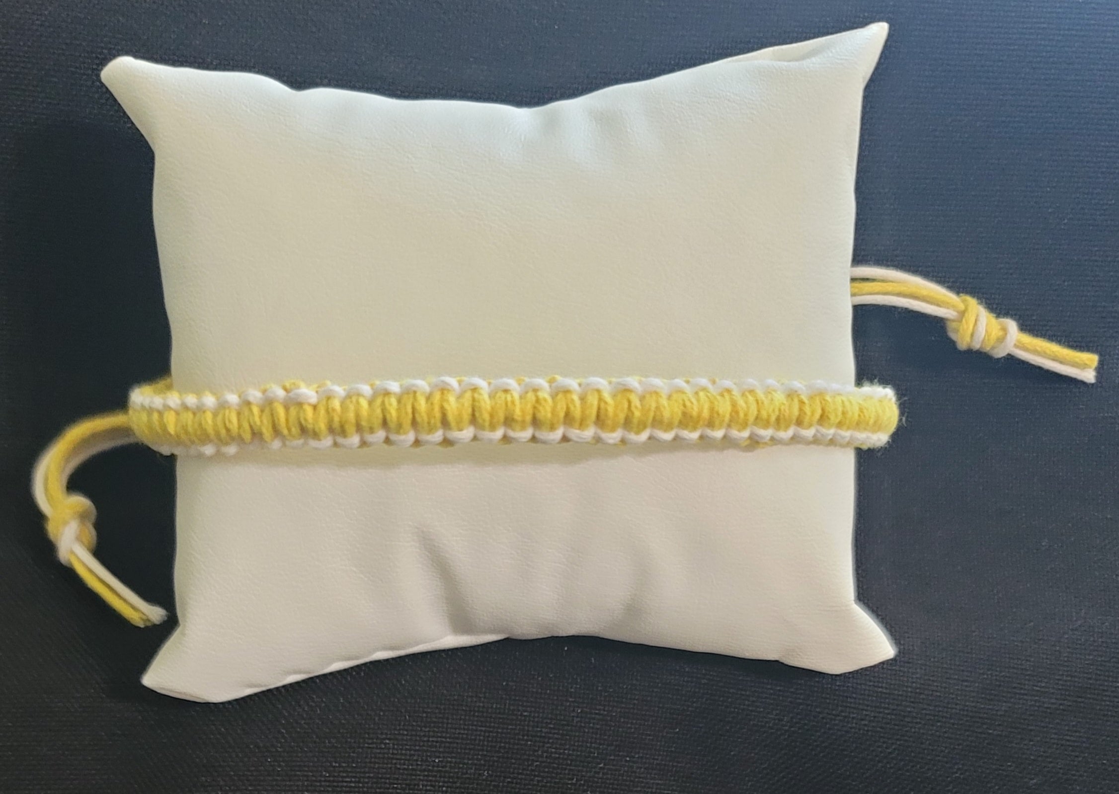 Yellow and White Corded Adjustable Anklet