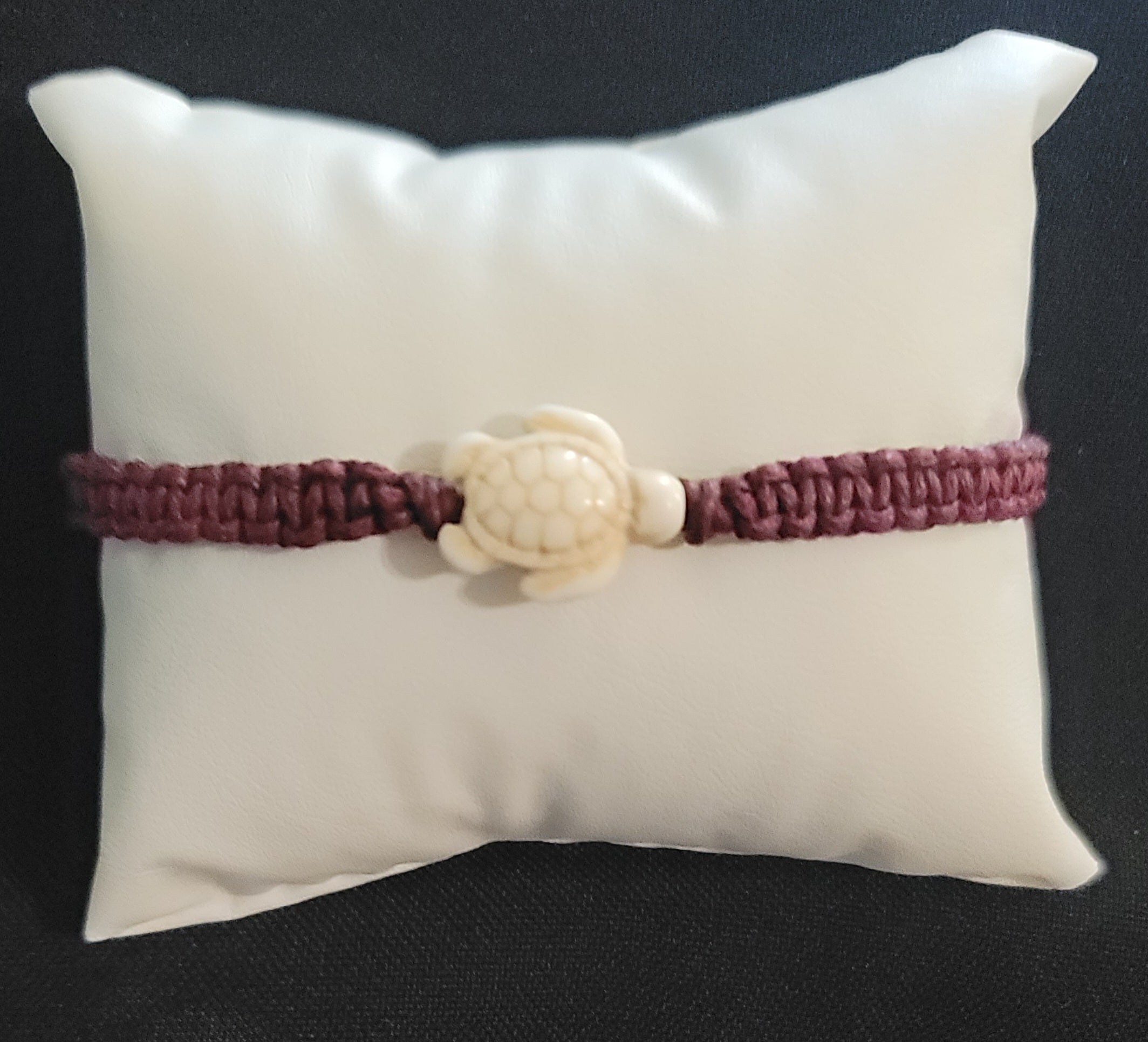 Sea Turtle Maroon Corded Adjustable Anklet