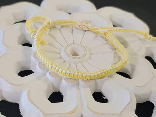 Yellow and White Corded Adjustable Anklet