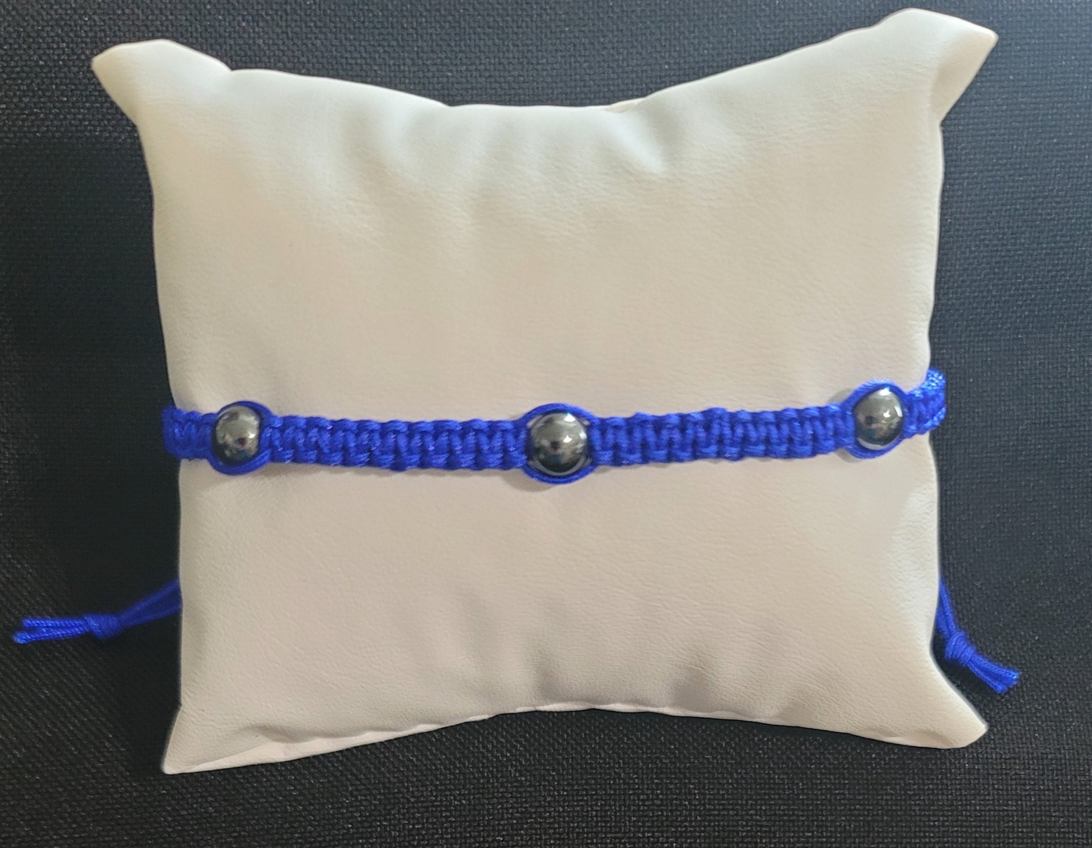 Royal Blue and Hematite Corded Adjustable Anklet