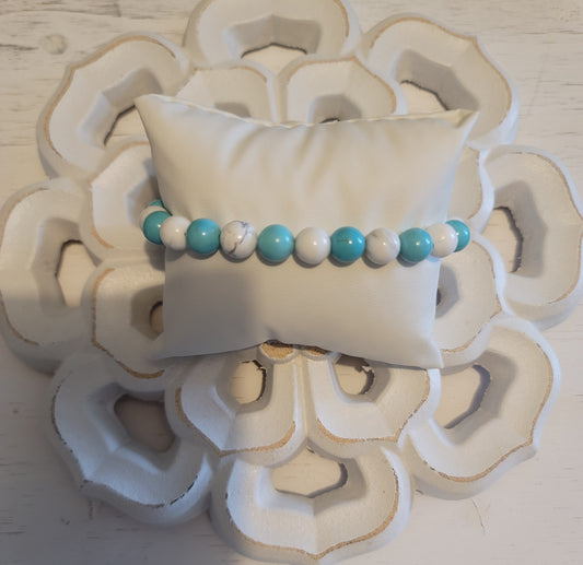 Genuine Stone Turquoise White Howlite Bracelet