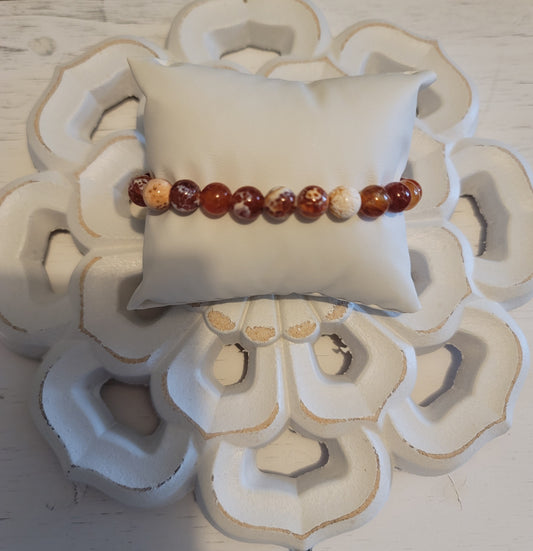 Genuine Stone Red Fire Agate Bracelet