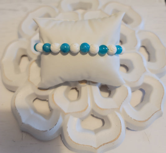 Genuine Stone Amazonite, White Lava  Bracelet