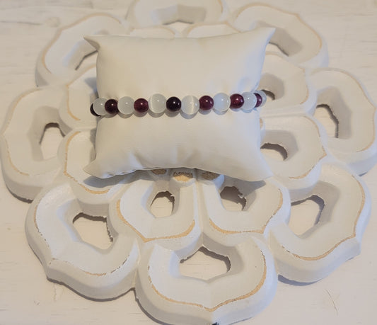 Genuine Stone Garnet, Selenite Bracelet