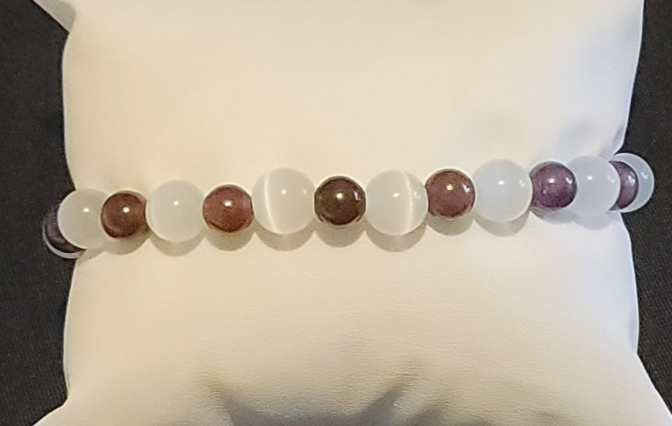 Genuine Stone Garnet, Selenite Bracelet