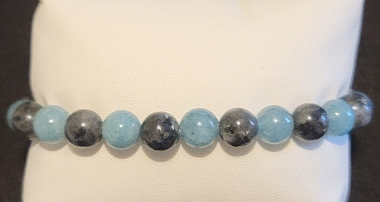 Genuine Stone Aquamarine, Labradorite  Bracelet