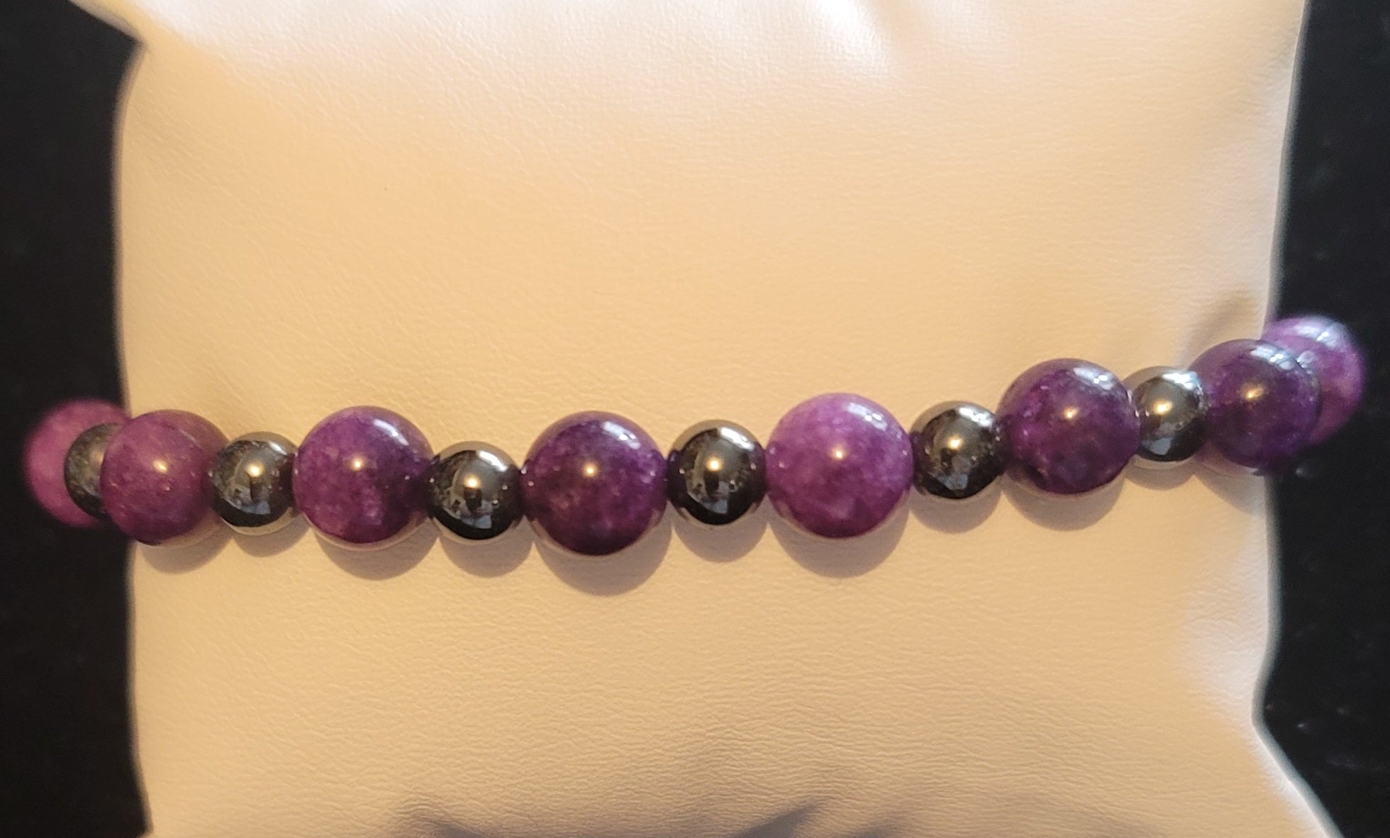 Genuine Stone Amethyst, Hematite Bracelet