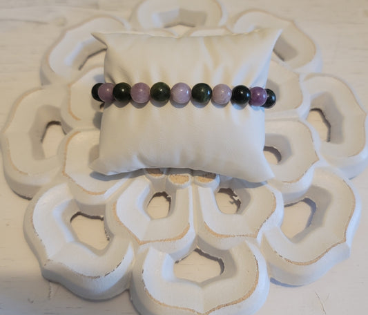 Genuine Stone Jade, Lepidolite Bracelet