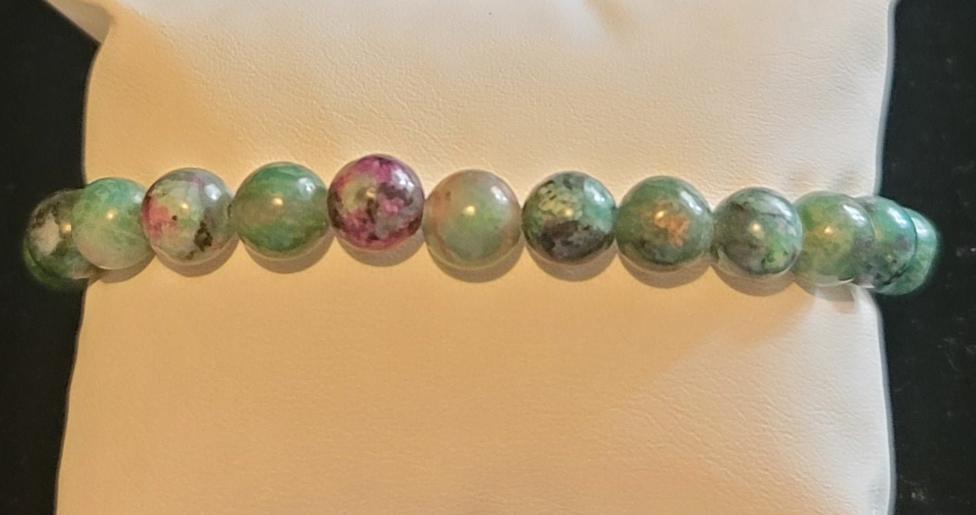 Genuine Stone Emerald, Ruby Zoisite Bracelet