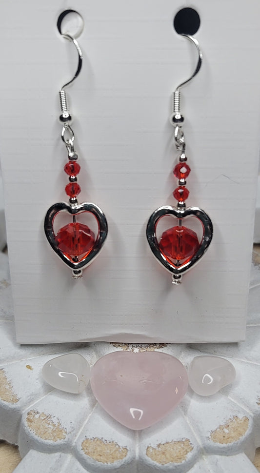 VALENTINES HEART DESIGN DANGLE EARRINGS