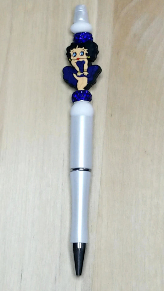 Princess Silicone Beaded Pen with Clay Bead Rhinestone Spacer