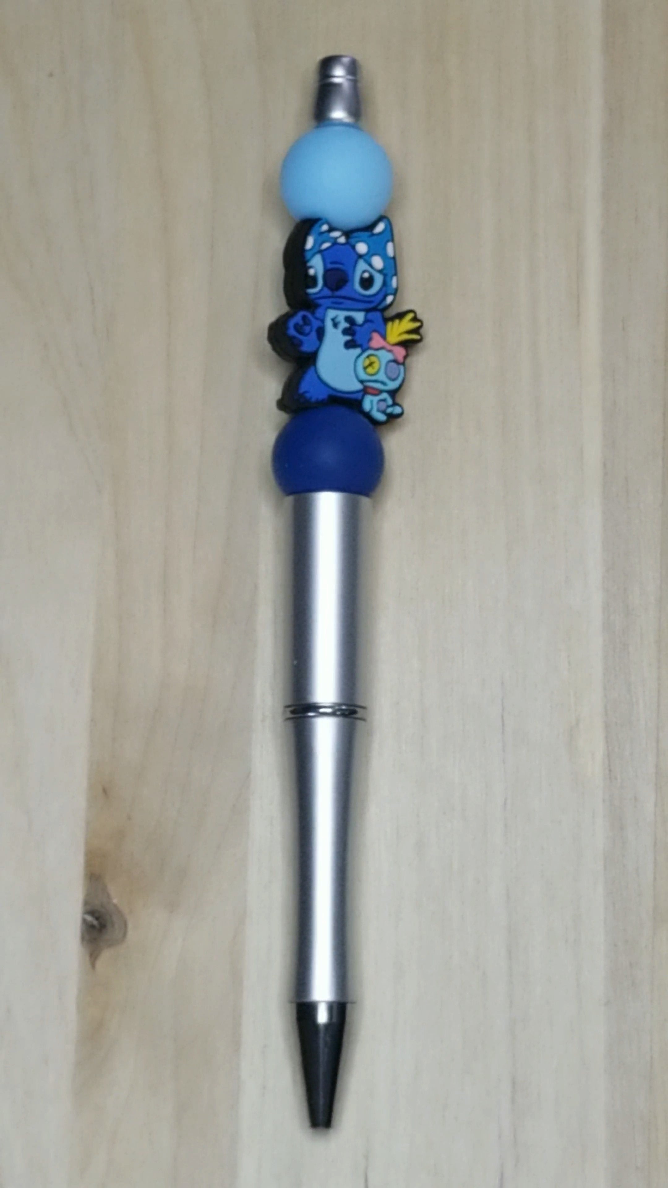 Blue Alien Silicone Beaded Pen