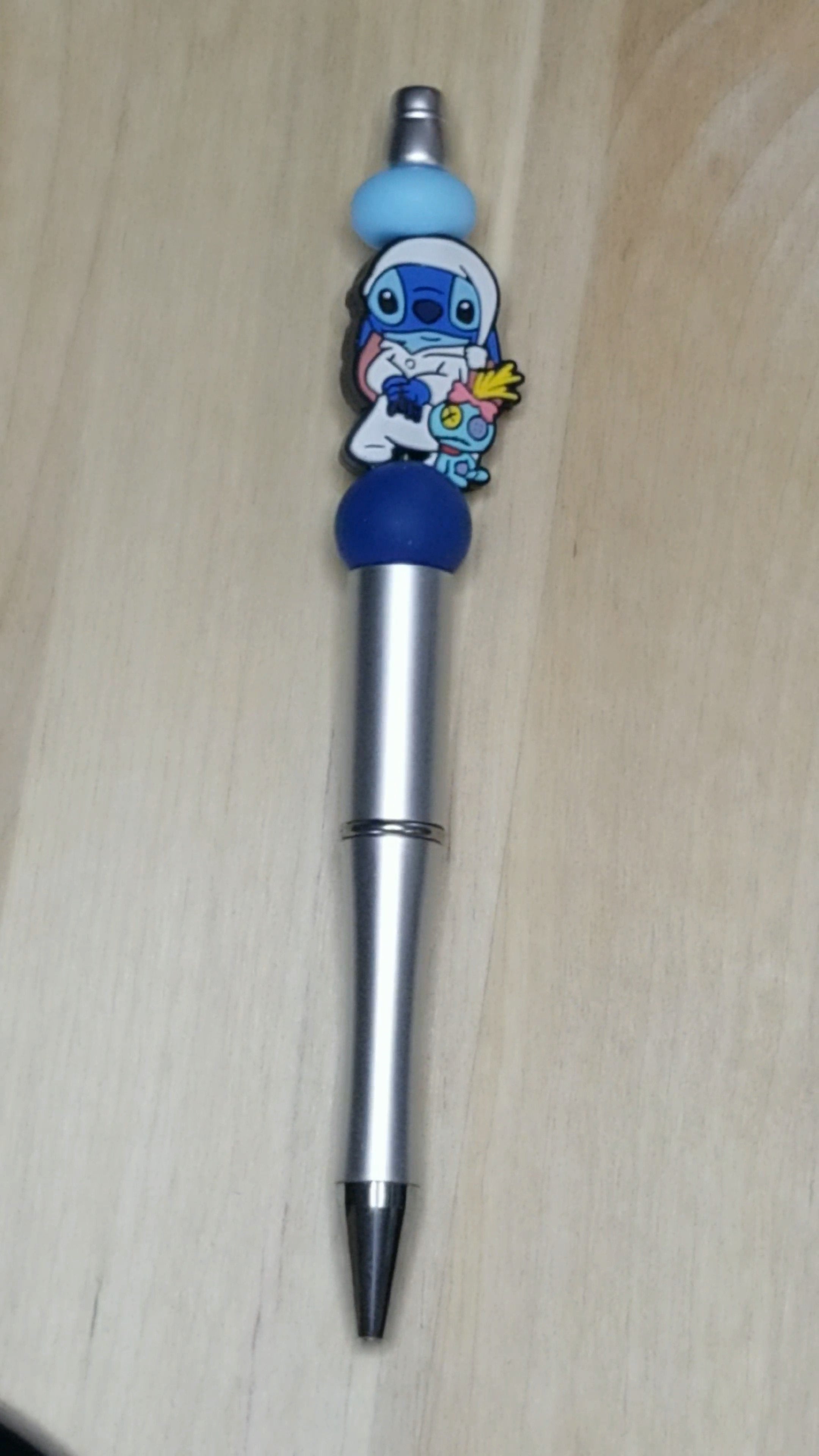 Blue Alien Silicone Beaded Pen