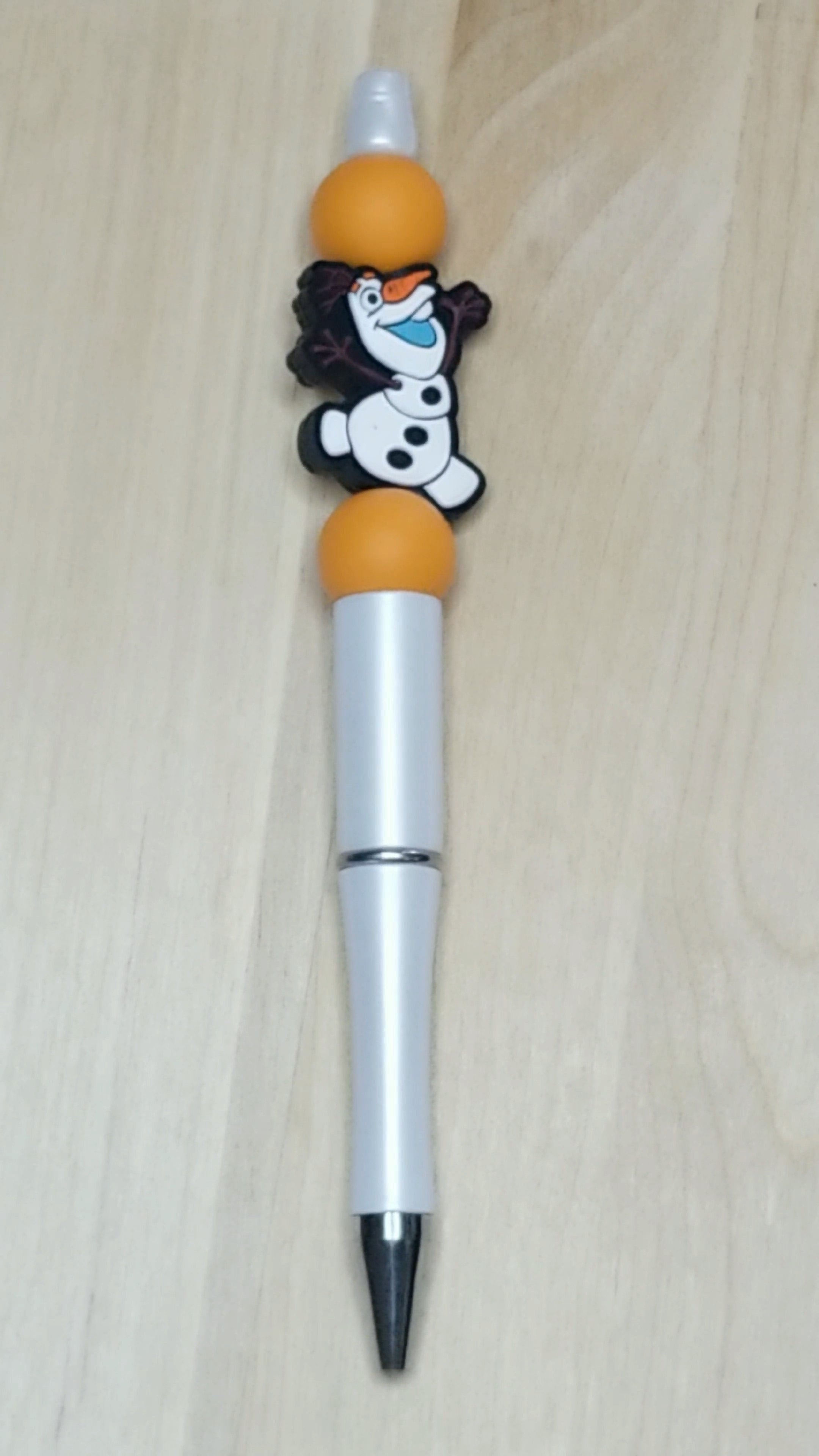 Snowman Silicone Beaded Pen